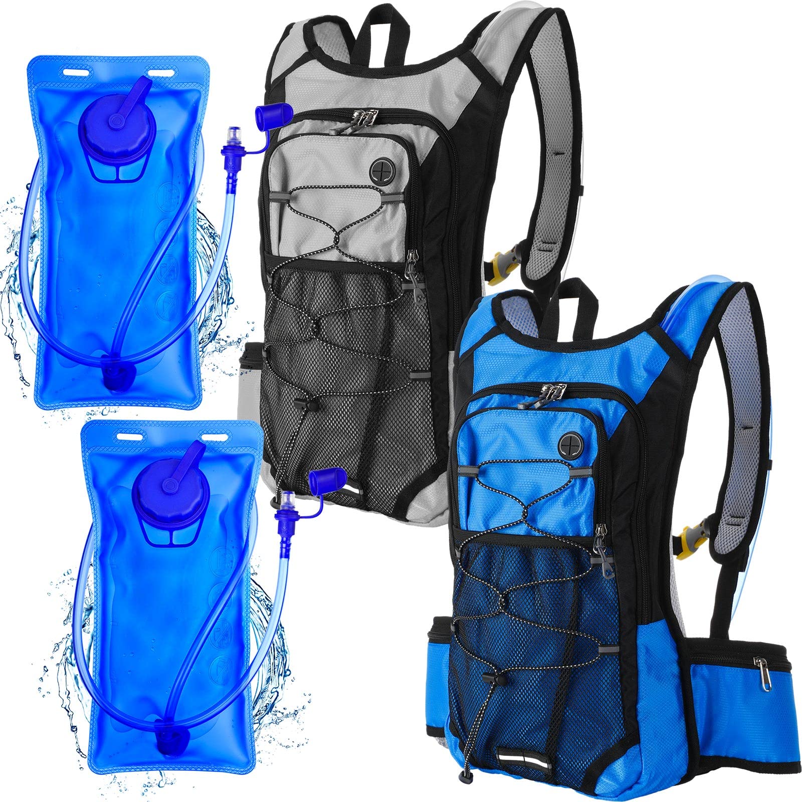 Lot de 2 sacs à dos d'hydratation isothermes avec poche à eau de 2 L pour homme et femme, pour la course, la randonnée, le cyclisme, le camping, l'escalade, 2 couleurs