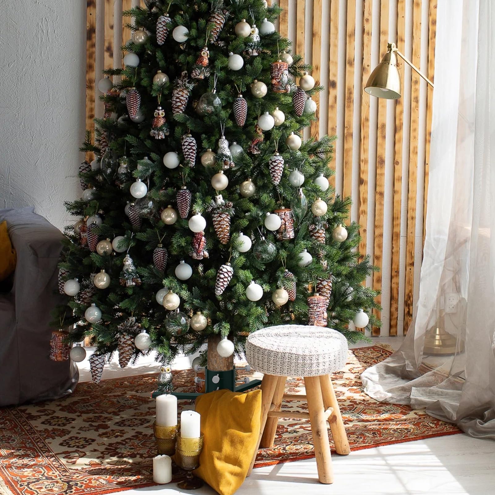 Soporte para árbol de Navidad, soporte resistente desmontable para árbol de Navidad, adecuado para troncos de 3 a 5.5 pulgadas, base adecuada para abeto de pino y álamo de 4 a 10 pies (verde)