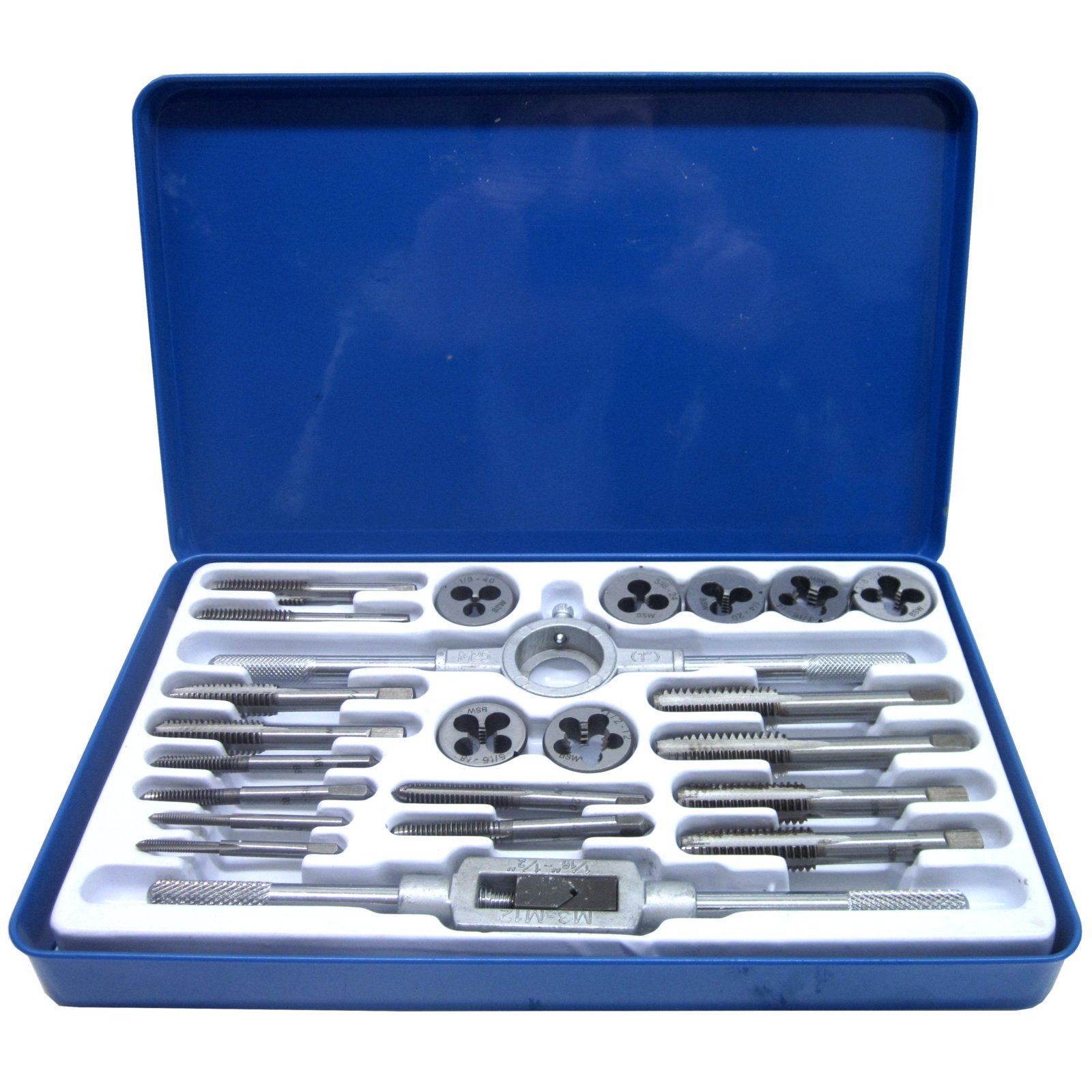 23 Piece Whitworth Tap & Die Set Alloy Steel BSW Thread Repair Kit with Case