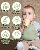 Vista 3 de DF DUALFERV 4 baberos de silicona para bebés para niñas y niños, babero impermeable y ajustable para niños pequeños