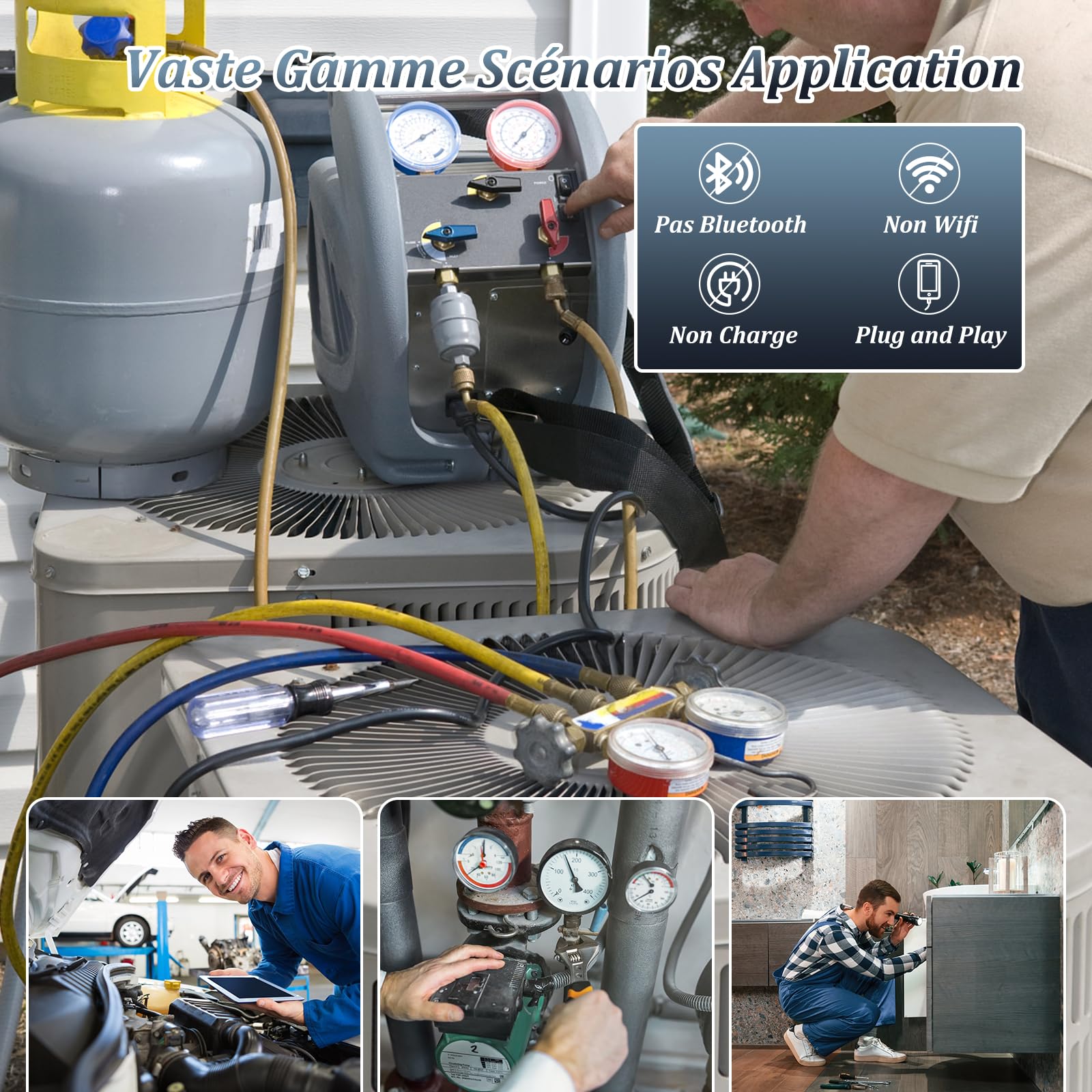 Camera Endoscopique Double Objectif 1920P HD, Camera Inspection Canalisation Étanche IP67 avec 8+1 LED, 10M Câble Semi-Rigide, Compatible Android/iOS, pour Égouts et Tuyaux