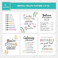 Vista 4 de Decorably 18 pósteres de concienciación sobre la salud mental para niños, 8 x 10 pulgadas, laminados mate, inspiradores de salud mental