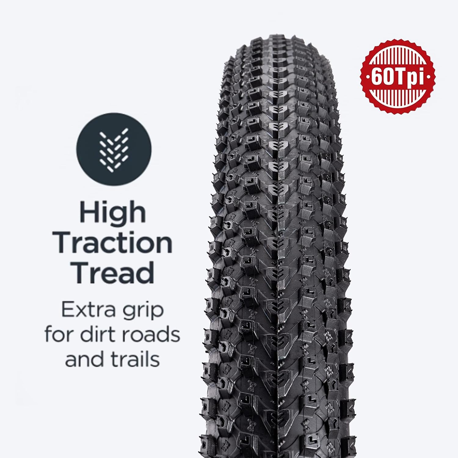 Replacement Bike Tire -26’’x1.95’’,26’’x2.25’’, 27.5’’x2.1’’, 27.5’’x2.2’’, and 29’’x2.2’’ Durable Folding Mountain Bike Tire - 60 TPI Bicycle Tires