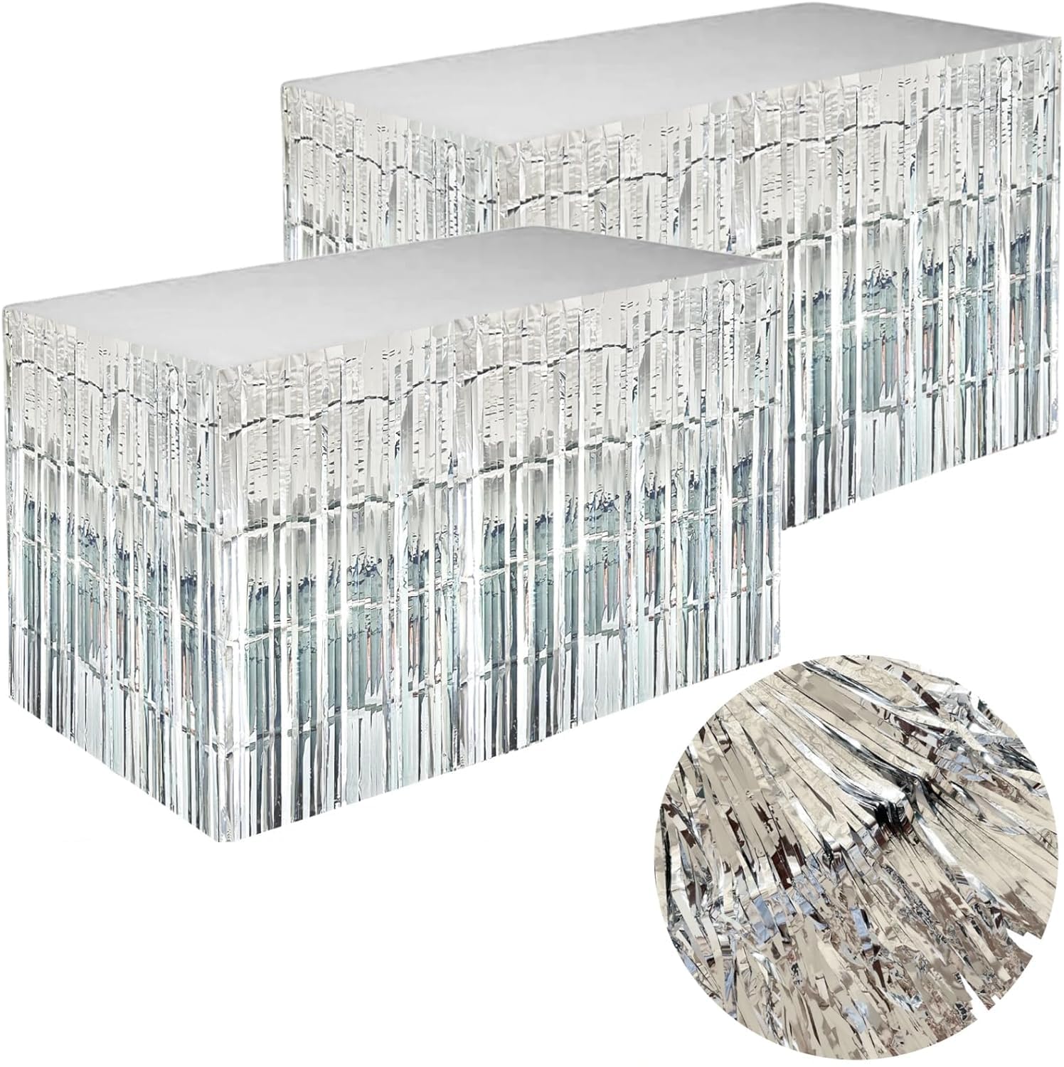Lot De 2 Jupes De Table Arc-en-ciel Métalliques - 0,76 X 2,74 M Chacune - Pour Fêtes Pride, Mariages, Anniversaires - Décoration Festive