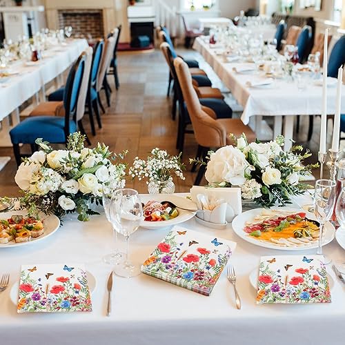 Miniatura 5 de Patelai 100 servilletas desechables de flores, servilletas decorativas de papel oceánico, servilletas náuticas para invitados para baño, cocina,