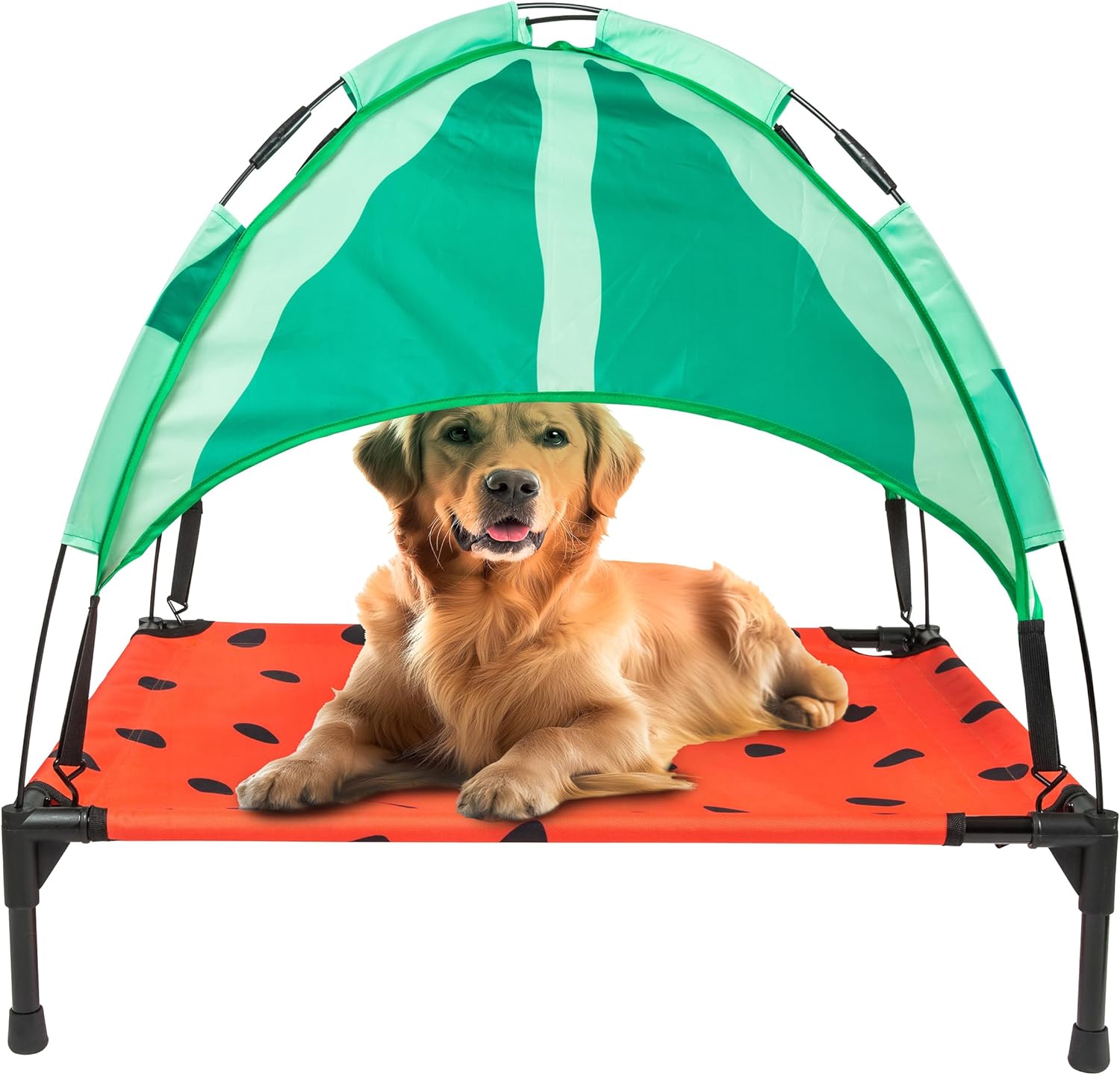 BigMouth Watermelon Elevated Canopy Dog Bed, Raised Indoor Outdoor Pet Cot with UV Shade, Cooling Airflow Design - Large