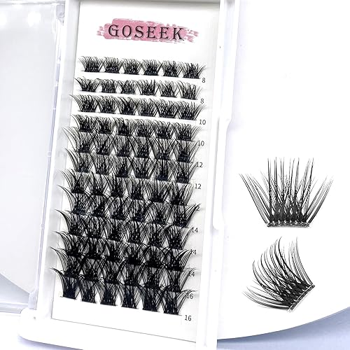 GOSEEK A01, banda transparente, 144 racimos de pestañas, bandeja mixta, extensiones de pestañas individuales, extensiones de pestañas, extensiones