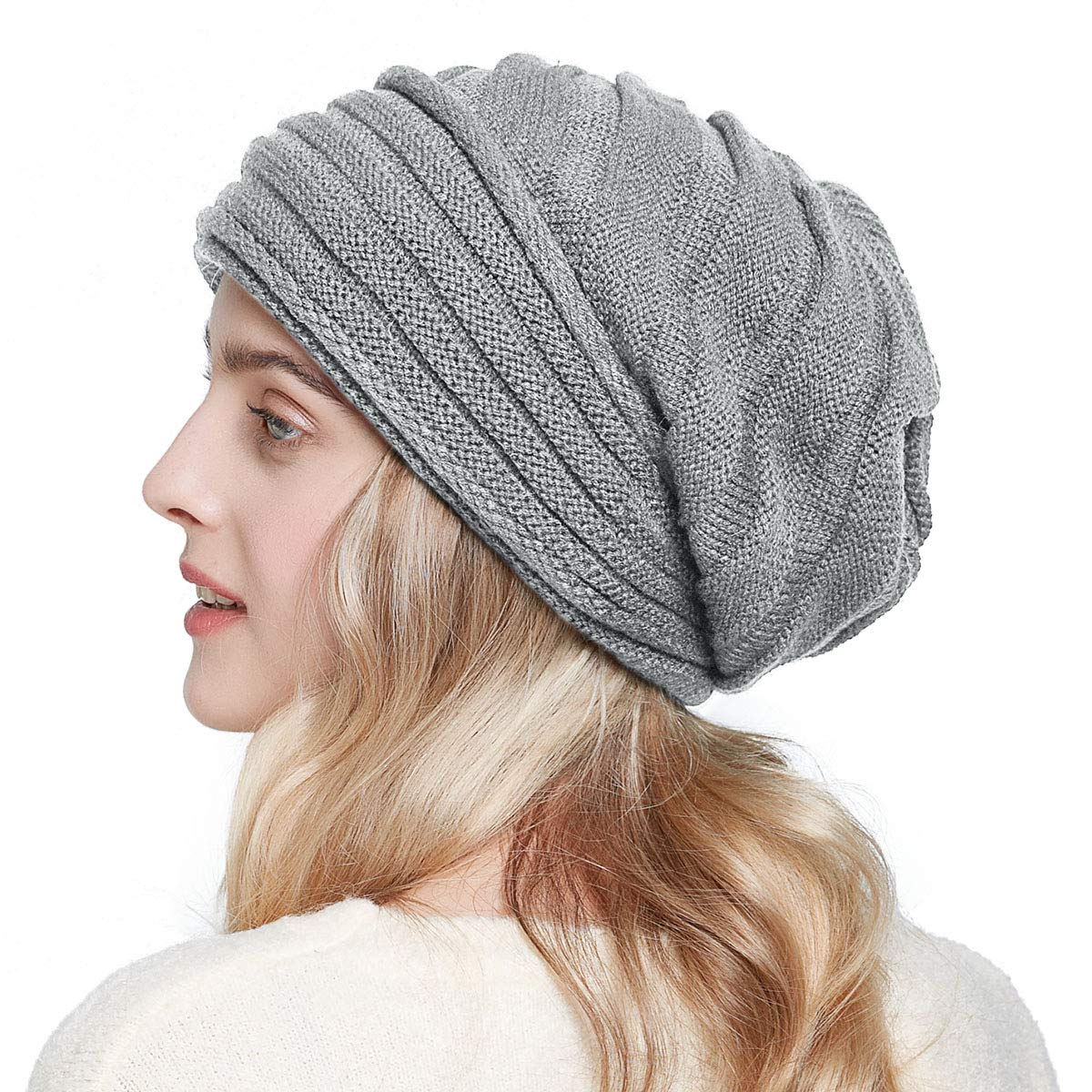 Somaler Knit Slouchy Beanie Hats for Women Oversized Warm Winter Hats Baggy Ski Slouchy Winter Beanie Hat Oversized, Soft Baggy Chunky Knit  main image 2