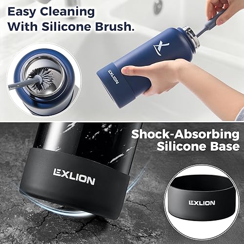 Miniatura 7 de Lexlion Botella de agua con infusor de té de 22 onzas  Acero inoxidable aislado de triple pared, colador de hojas y frutas sueltas, 3 tapas a prueba