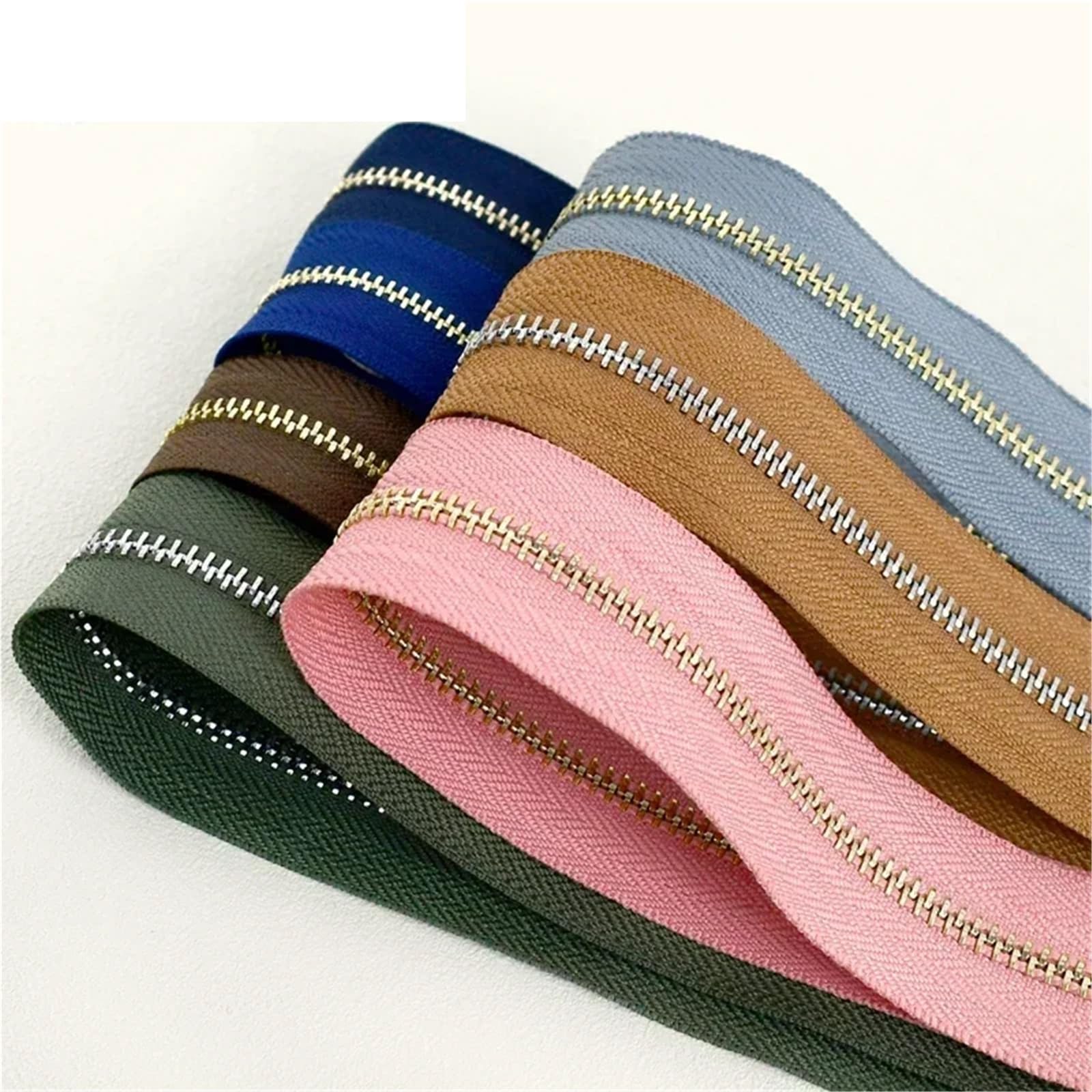 2 cremalleras de 1-5 yardas 5# for coser bolsa con cierre rollo bobina ropa abrigo cremallera Kit reparación accesorios DIY Para Abrigos y Chaquetas(GreySilver,5Yards)