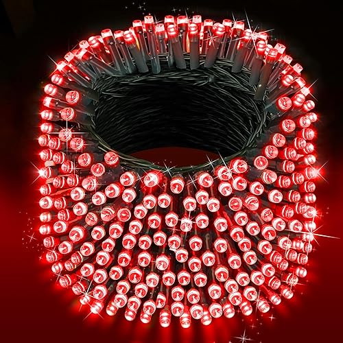 Miniatura 25 de XURISEN Luces de Navidad LED de 551 pies, 1400 luces LED para exteriores con cable verde, luces de cadena, 8 modos con temporizador con memoria,