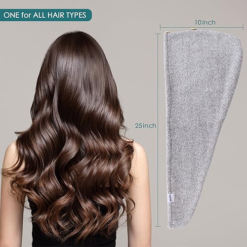 Miniatura 9 de Jeffsun - Toallas de pelo de microfibra para mujeres y niñas pequeñas envoltura de toalla de pelo antiencrespamiento turbante de pelo de secado