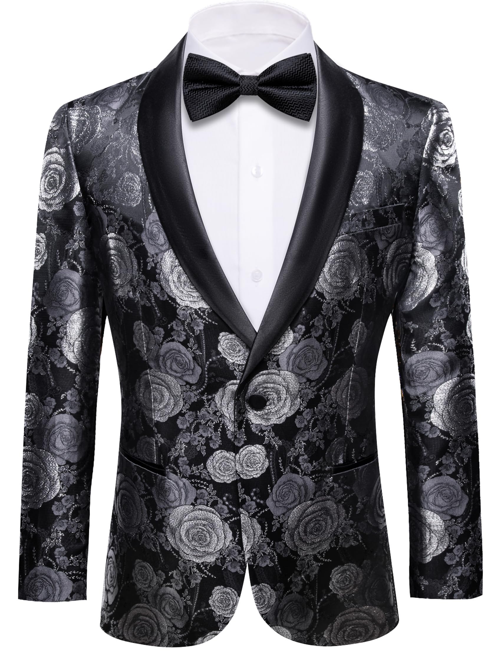 Barry. Wang Men's Sport Coats &amp; Blazers Flower Suit Jacket 1 Button Paisley Tuxedo Mardi Gras Carnival Parade Gift