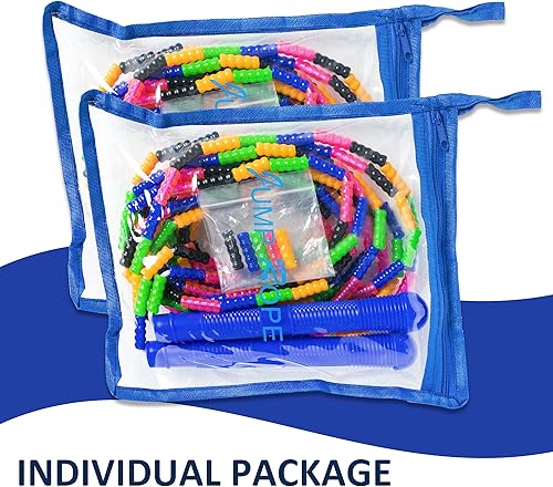 Miniatura 5 de Paquete de 2 cuerdas dobles holandesas de 16 pies, cuerda larga para niños y adultos, cuerda suave para múltiples personas con cuentas