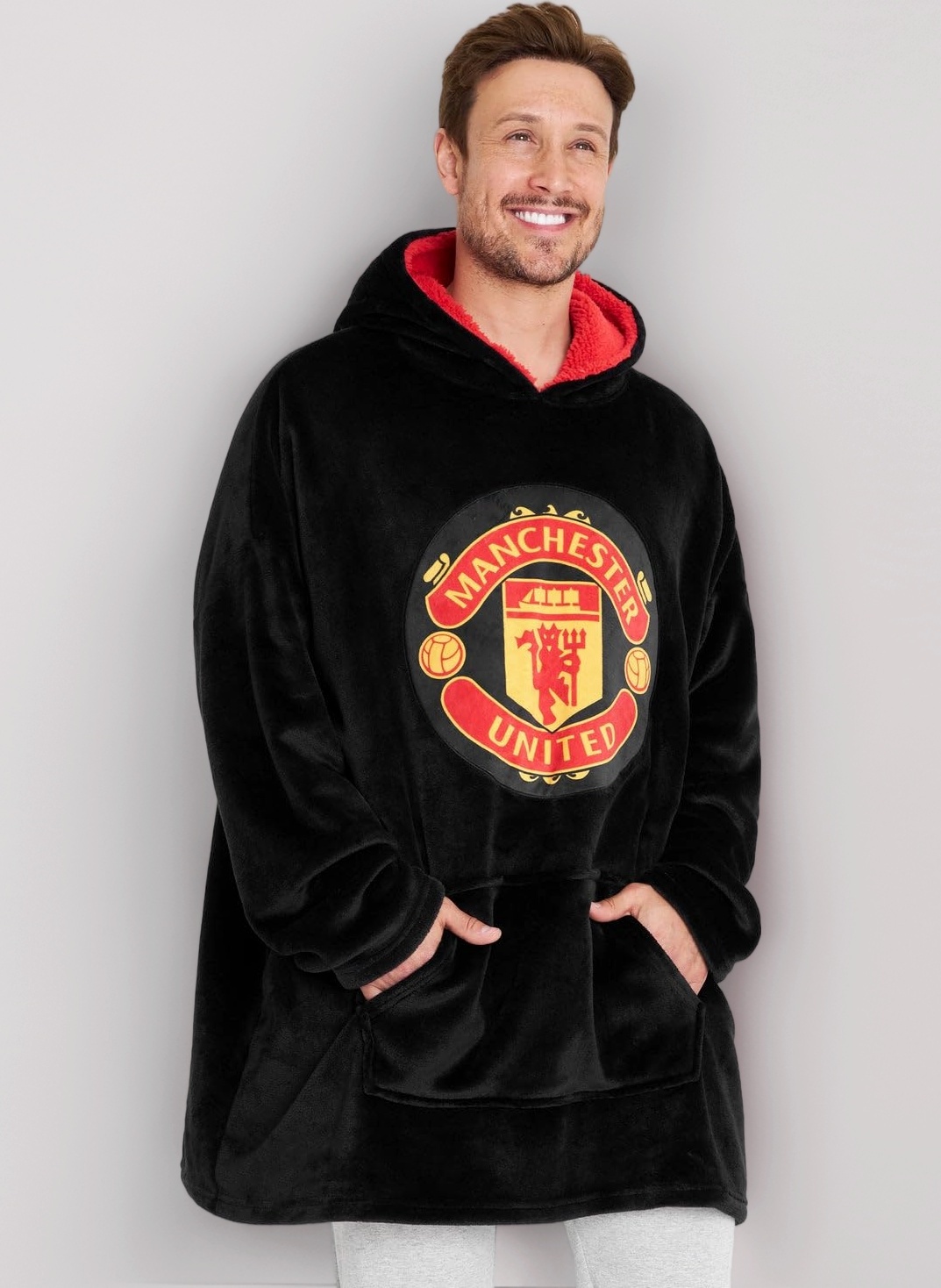 Manchester United F.C. Oversized Hoodie Blanket For Men, Man U Football Gifts