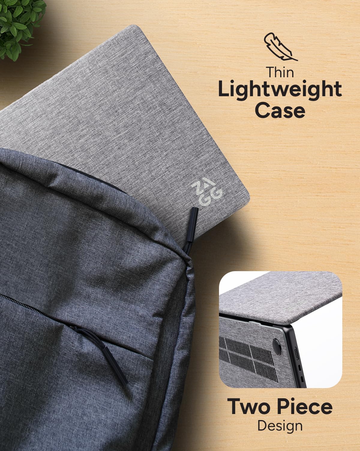 ZAGG Funda protectora para MacBook Pro de 14 pulgadas M4/M3/M2/M1 - Acabado de tela, cubierta rígida de dos piezas, ligera, protección duradera, resistente a los arañazos, agarres de goma