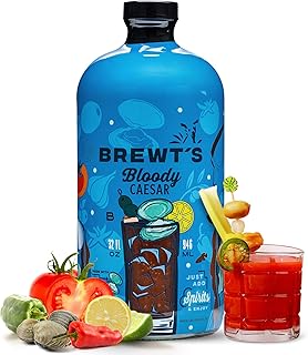 Brewt’s Bloody Caesar Mix – Handcrafted Cocktail & Mocktail Mixer with Real Clam Juice, Tomato, Citrus & Spices – Low Sodium, Zero Preservatives, Bold Flavor - 32 fl oz