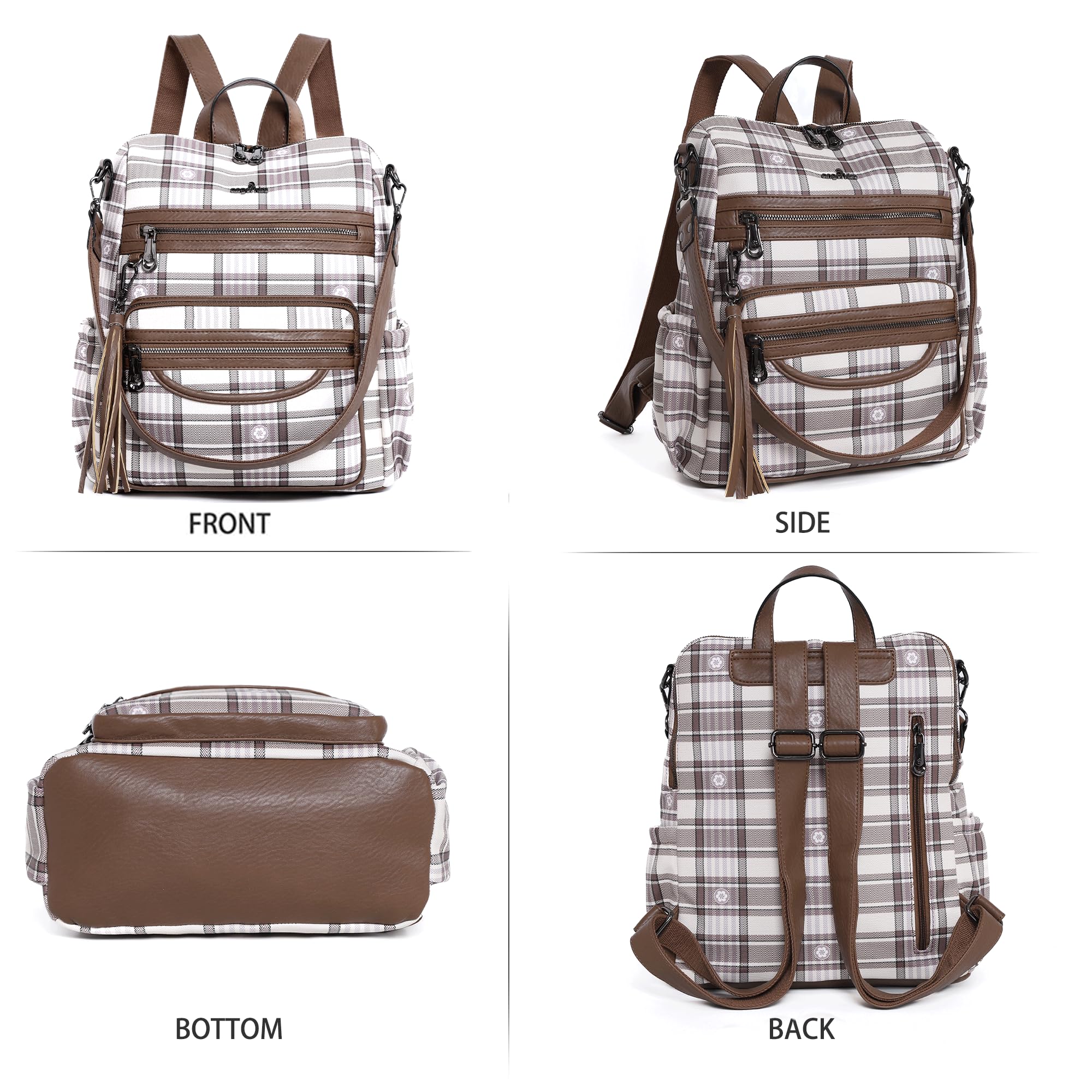 Las mujeres Bolsos Mochila Bolso Cuero PU Bolsas con Cremallera Casual Mochilas Bolsas de Hombro (DK8532G#FC#6/21706#400 TAUPE/TAUPE)