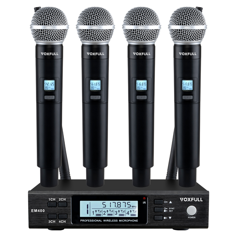 Amazon.com: VOXFULL 4 Channel UHF Wireless Microphone Cordless