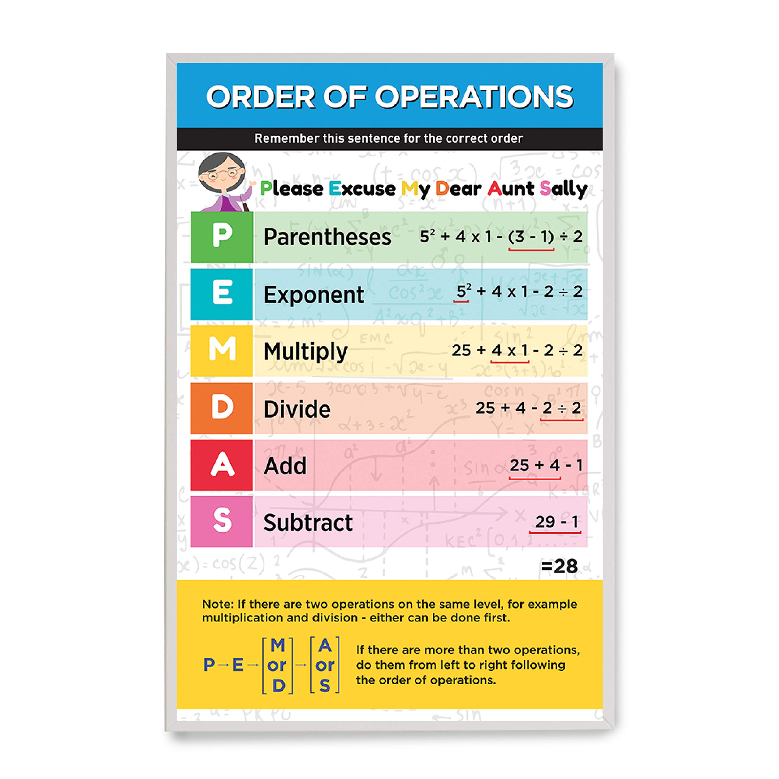 Buy Order of Operations PEMDAS Laminated Educational Math s for