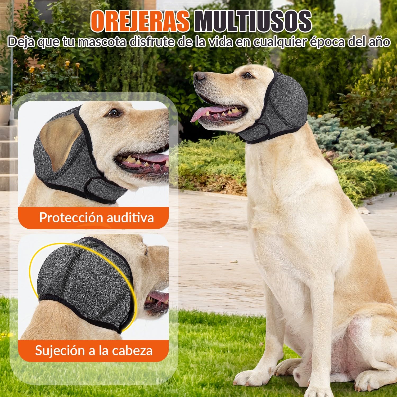 SlowTon Conjunto de 2 Unidades de Orejeras Calmantes y Capucha para Perros