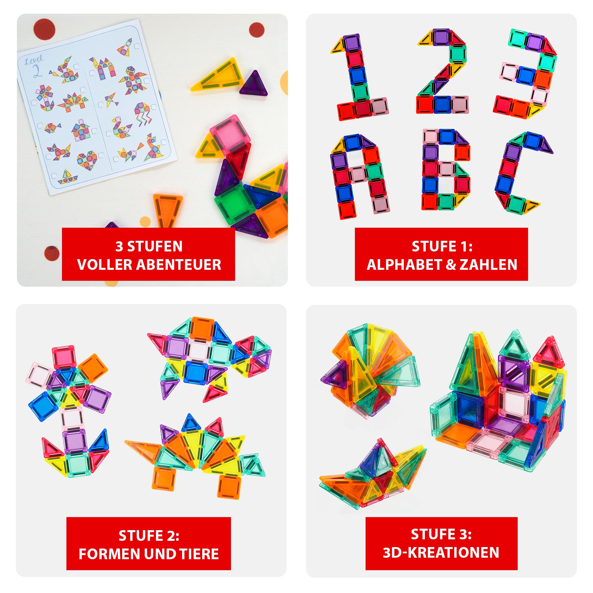 Magnetische Bausteine – Mini Reiseset mit 36 Teilen für Kinder ab 3 bis 8 Jahren, Umweltfreundlich & Montessori-Spielzeug inspiriert, Pädagogisches Magnetspiel für Reisen, Autofahrt & Flugzeug