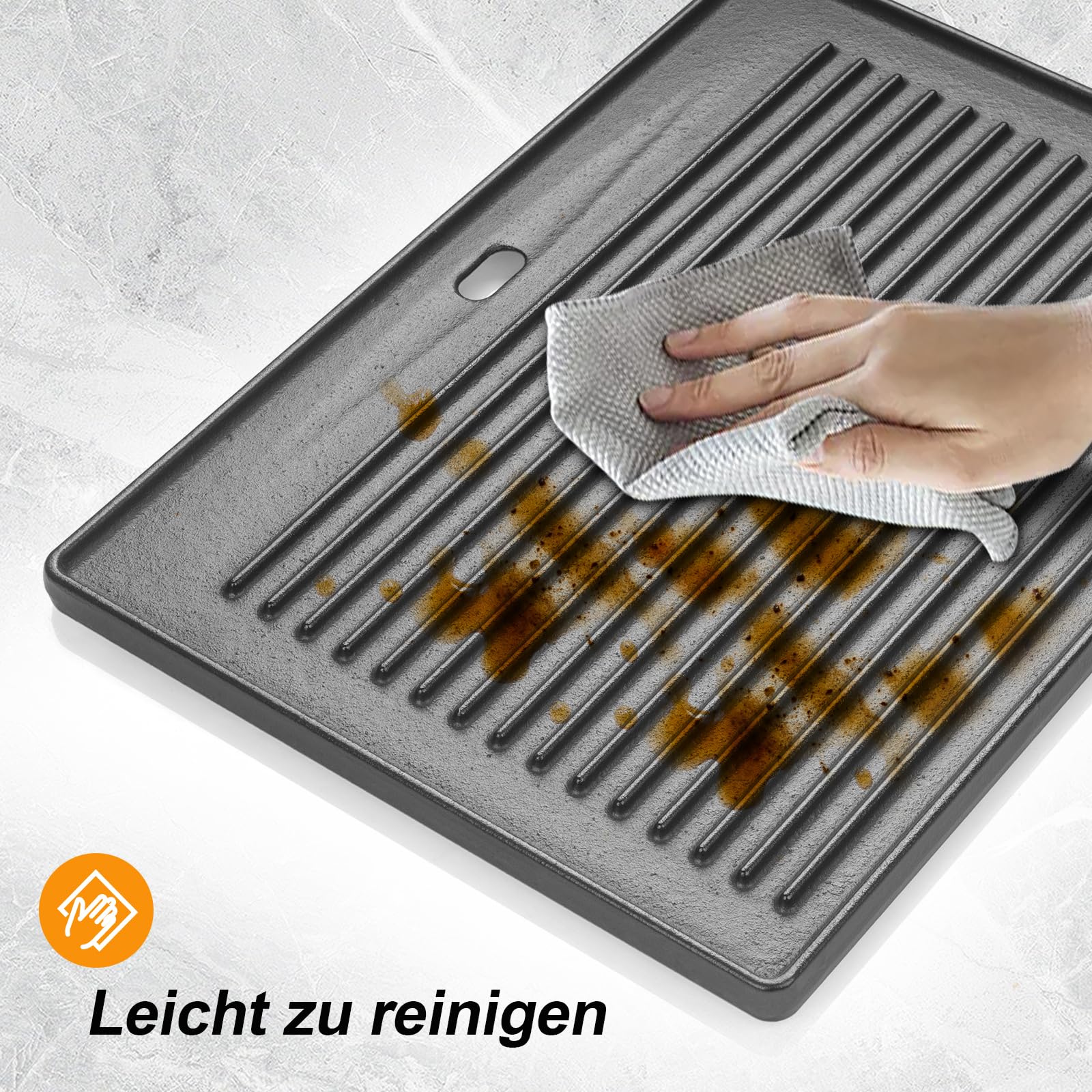 Piastra in ghisa per barbecue a gas Taino Pro/Red 4 e 6 serie, 41,5 x 31 cm, universale, piastra girevole per pizza, accessorio per serie Burnhard Fred, piastra di ricambio per serie PRO/RED