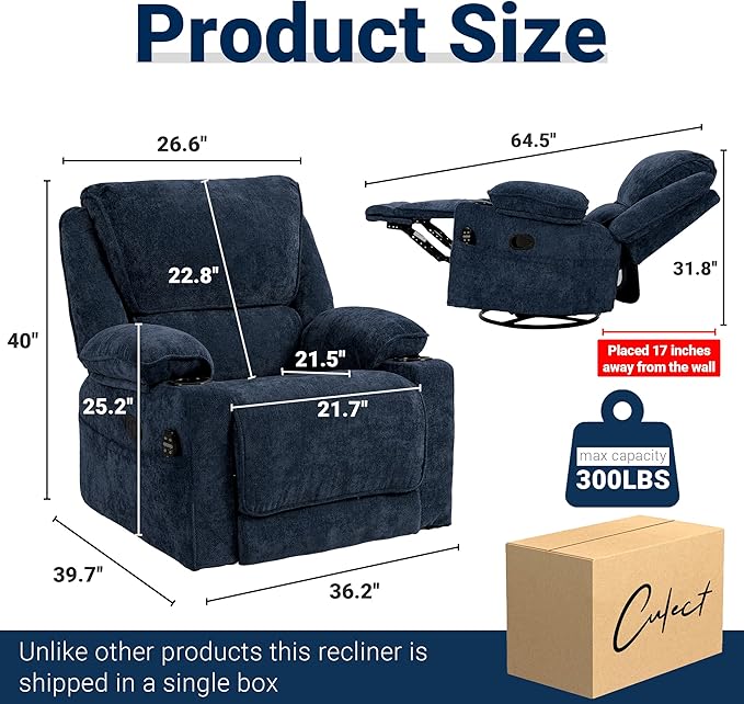 Sillón Giratorio Reclinable con Masaje y Calefacción miniatura 2
