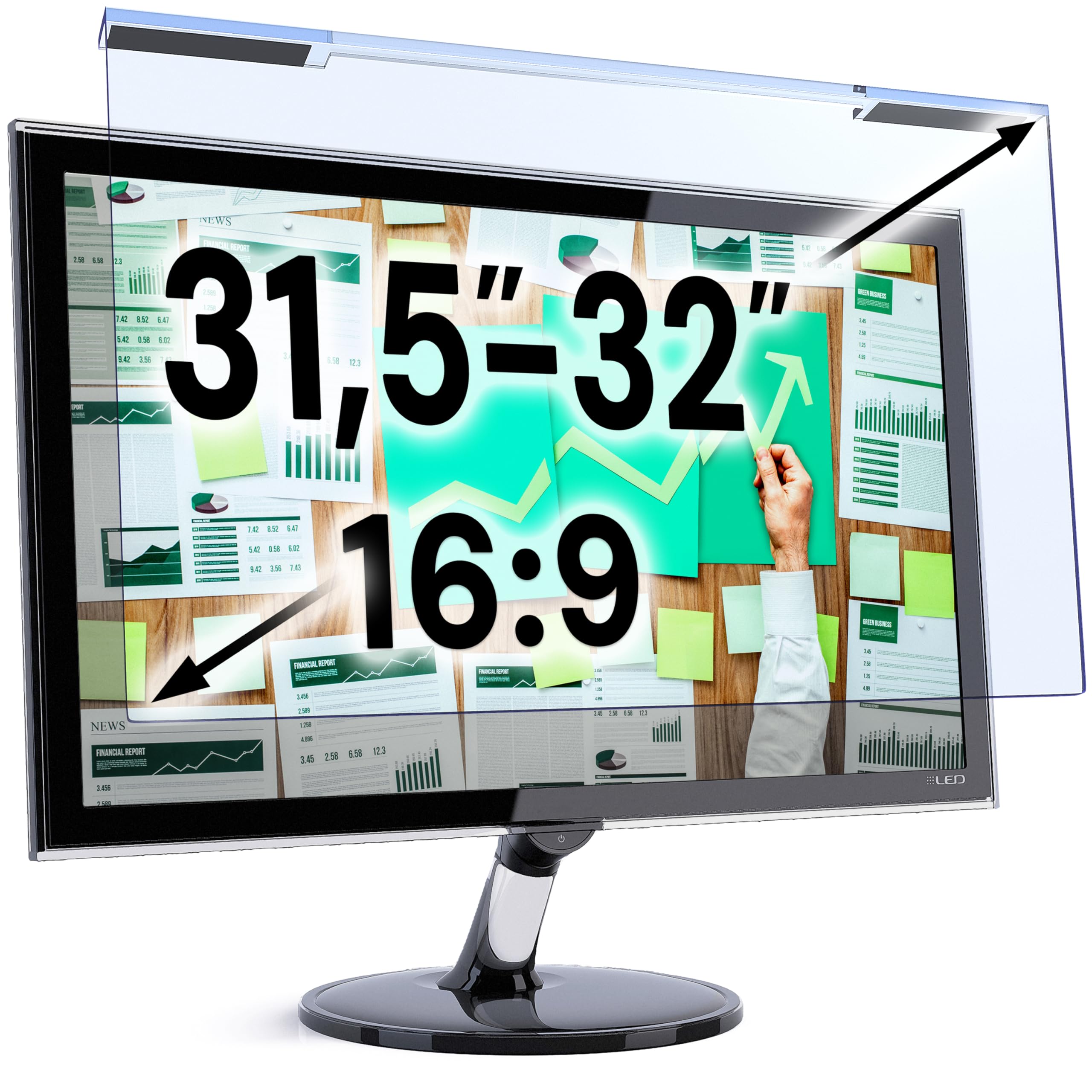 VINTEZ Blue Light Screen Protector for 31.5, 32 Inch Computer Monitor and Laptop – Anti-UV Blue Light Blocking Film for Desktop PC, Eye Protection Filter, 28.2" x 16.5", 1 Pack