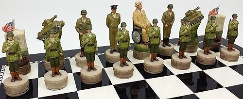 Miniatura 6 de World War 2 WW2 Conjunto de piezas de ajedrez hombres pintadas a mano - NO tablero