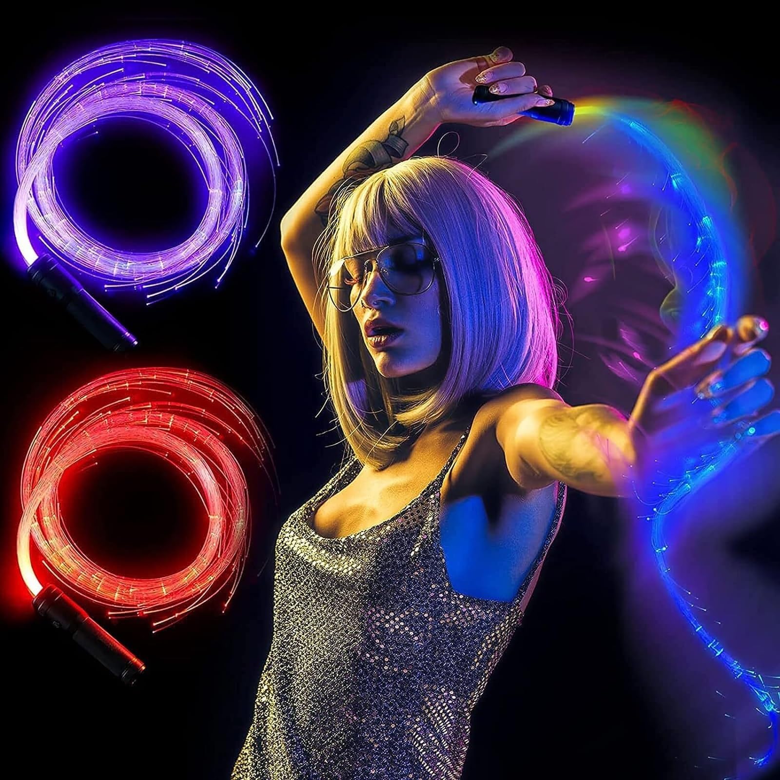 Fouets à fibre optique LED anti-nœuds de 6 pieds pour maîtriser l'art de la danse de flux
