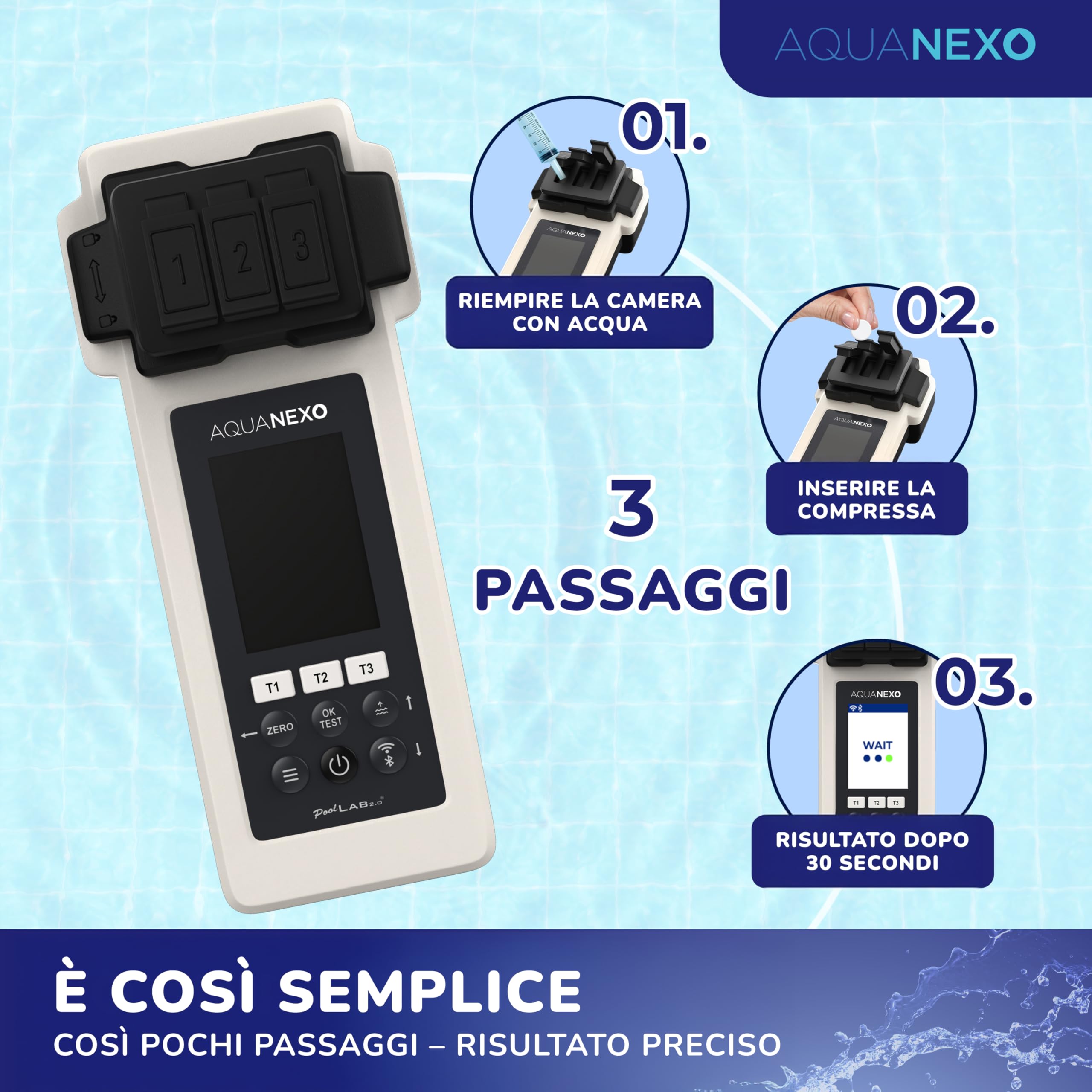 Poollab 2.0 con 240 compresse di prova, cloro e pH, tester per piscina, piscina per bambini, vasca idromassaggio