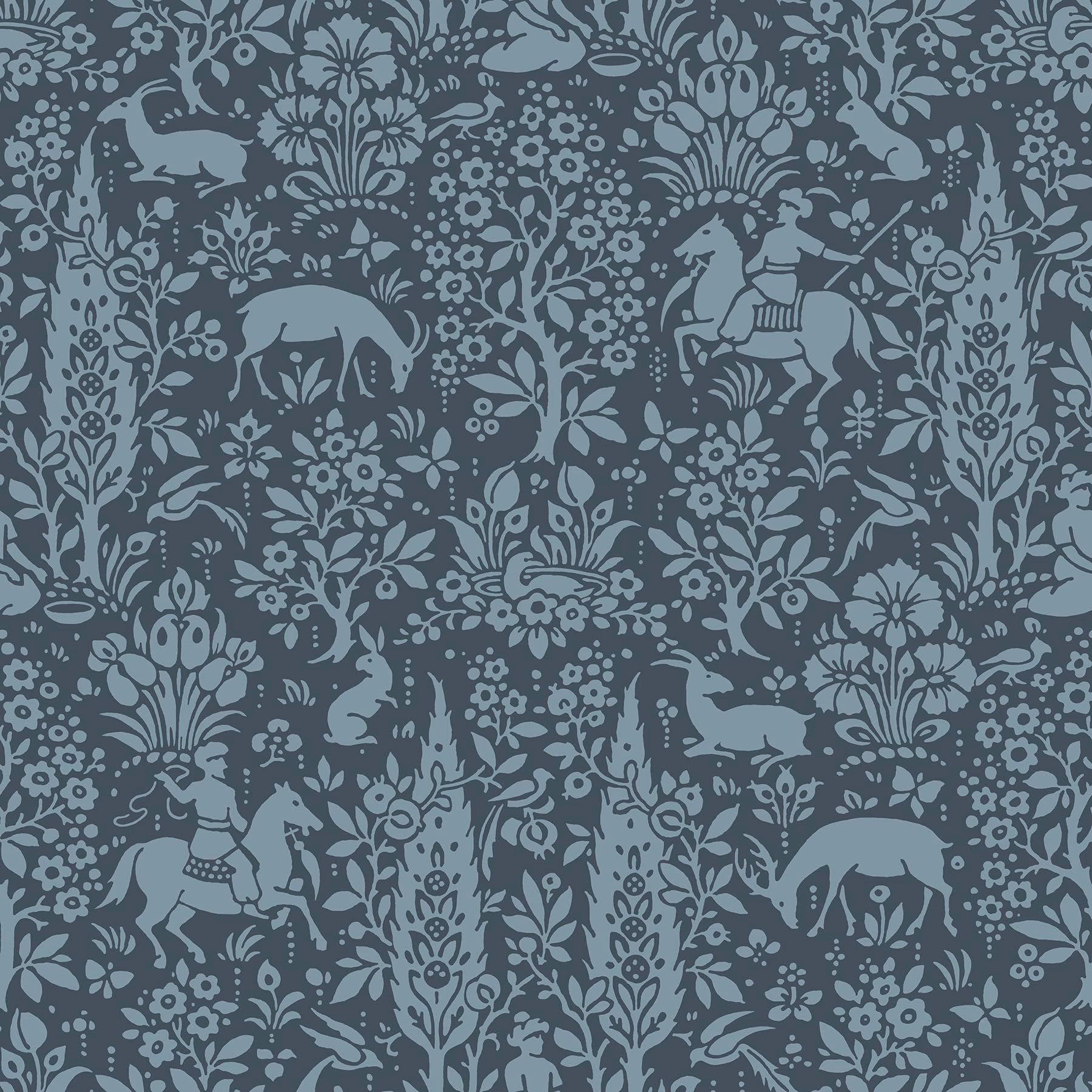 Crown Wallcoverings Woodland Wallpaper Dark Blue M1169 Full Roll