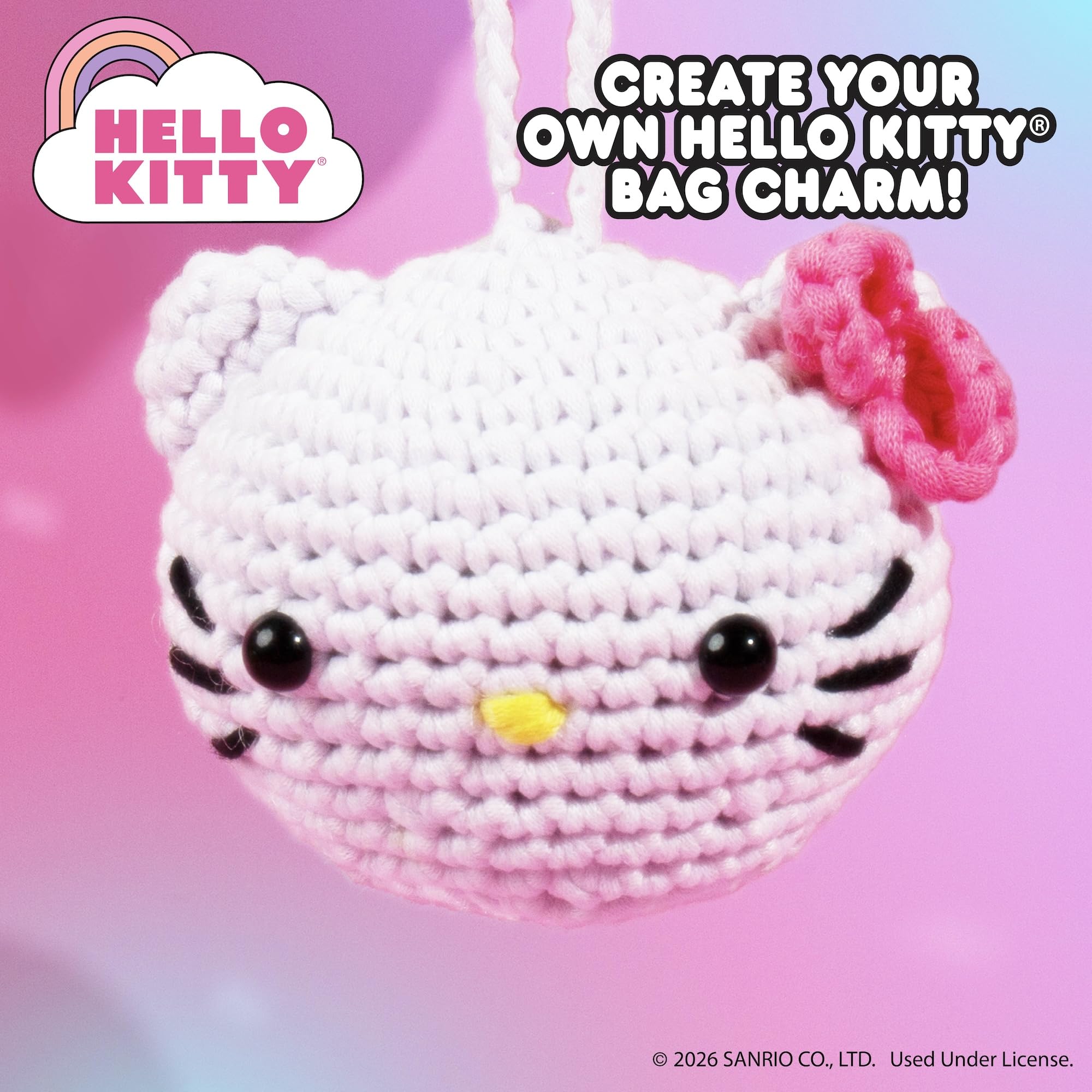 Hello Kitty® and Friends Crochet Kit – Hello Kitty® Bag Charm, Sanrio Crochet Kit for Beginners with Yarn, Starter Hooks, Step-by-Step Tutorials, DIY Craft, Great Teen Gifts : Arts, Crafts &
