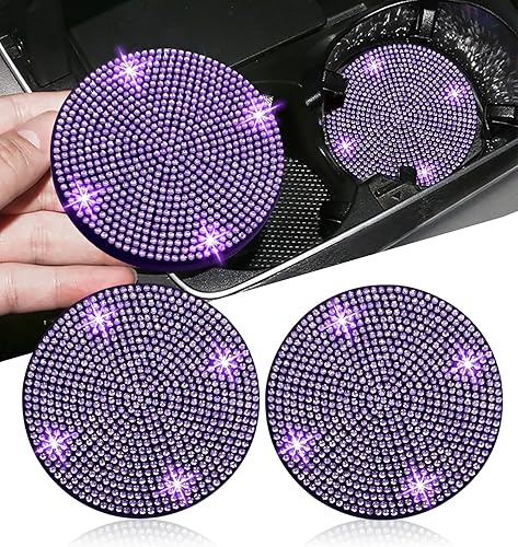 2 posavasos para automóvil, 2.75 pulgadas, antideslizantes, a prueba de golpes, universales, a la moda, con diamantes de imitación, accesorios