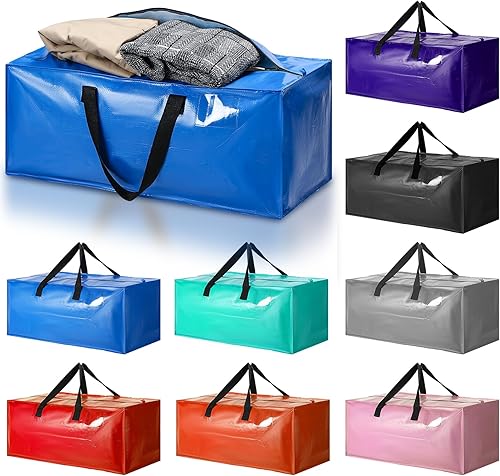 Miniatura 1 de Wesnoy Paquete de 8 bolsas de mudanza a granel, bolsas de mudanza extra grandes con cremalleras y asas, bolsa de almacenamiento impermeable, bolsas