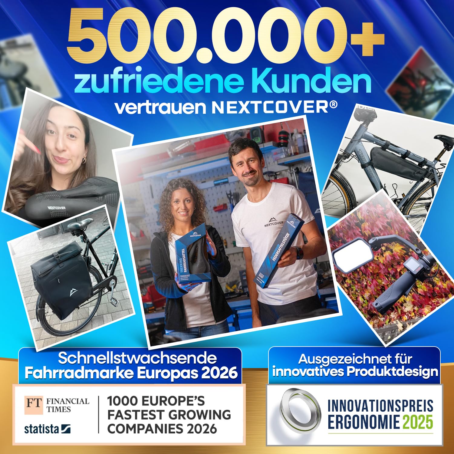 NEXTCOVER® Fahrradsattel - Das Original - mit Memory-Foam 3.0 I maximaler Fahrkomfort I ergonomischer Fahrrad Sattel für Damen & Herren I Fahrradsattel Herren bequem, Sattel Damen bequem weich