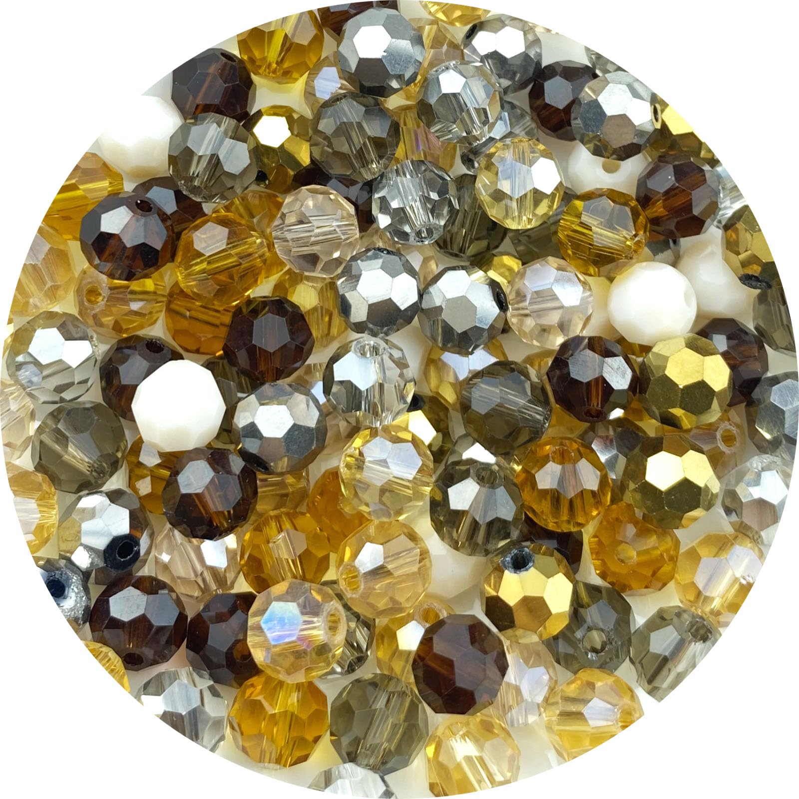 Jmassyang 400 Pieces 4mm Round Faceted Crystal Glass Beads Loose Spacer Beads for DIY Jewelry Making Bracelets Necklaces Earrings Wind Chimes Suncatchers(Brown Mixed)