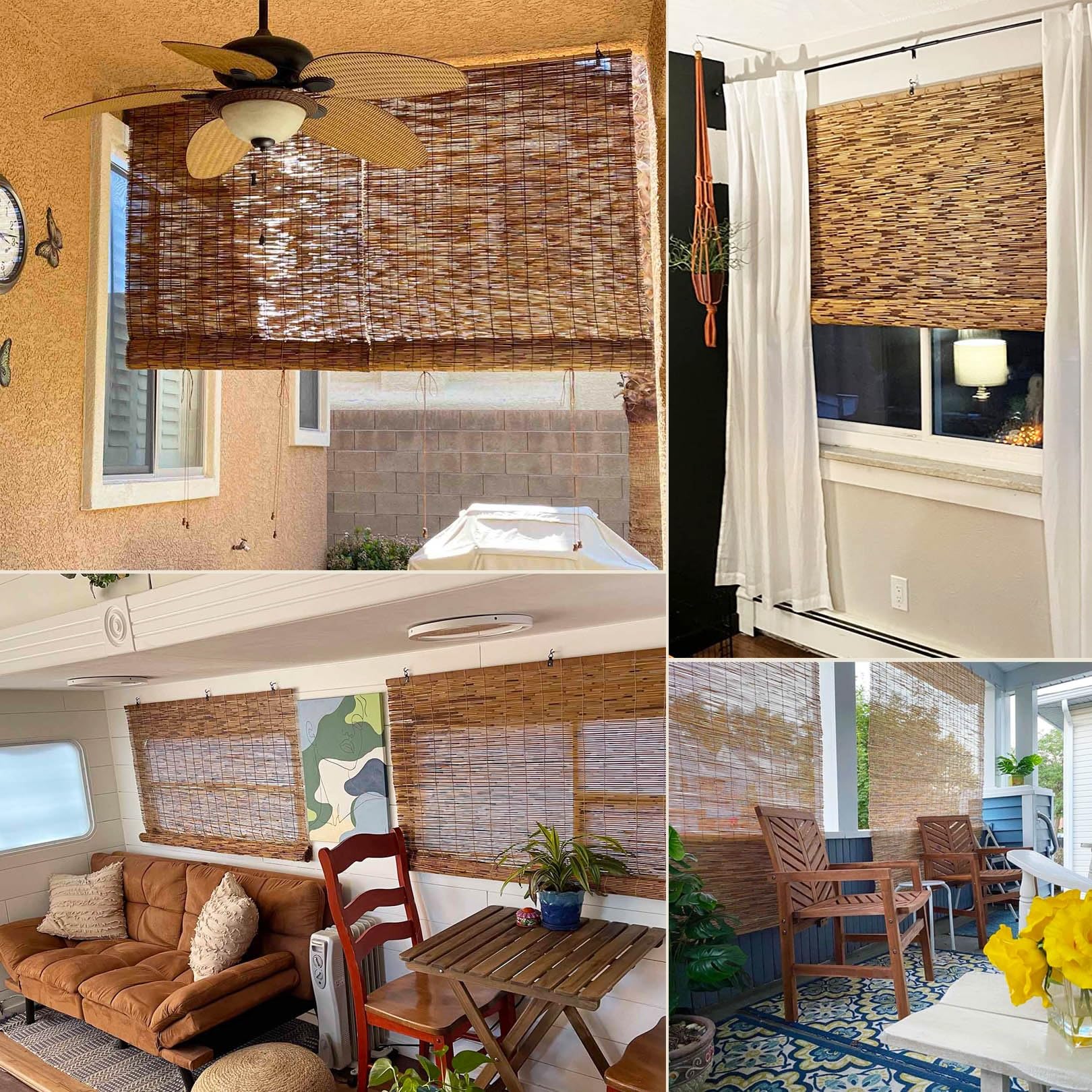 Store Enrouleur En Bambou Naturel Store Bambou Extérieur 100x200 120x160 150x180 160x230cm Rideau De Roseau Pour Fenêtre – Protection Solaire, Intimité(50x180cm