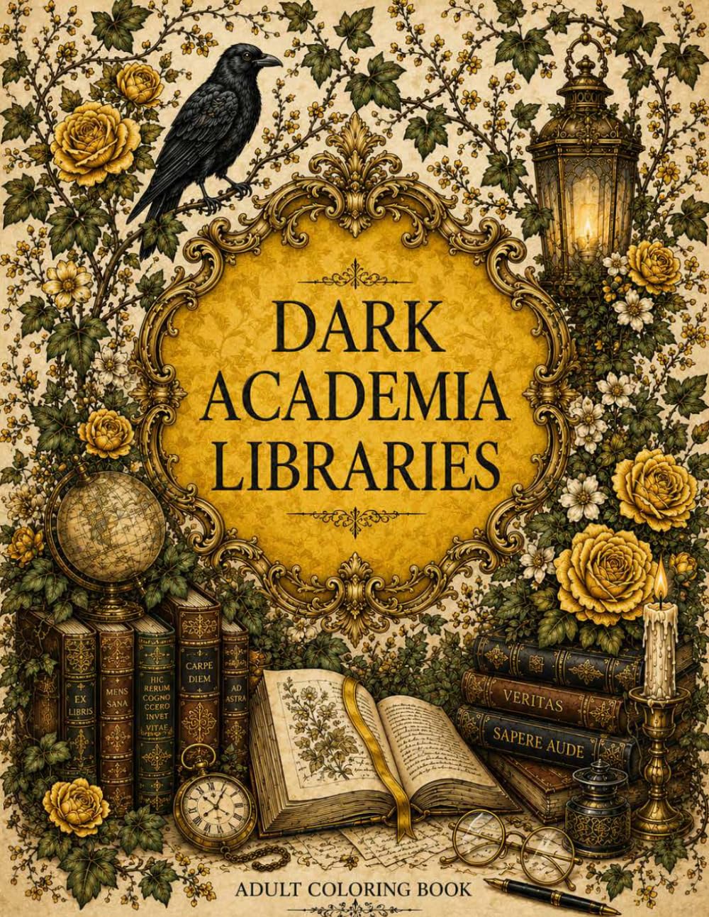 Dark Academia Libraries Coloring Book Volume 3: A Grayscale Astronomy and Starry Night Aesthetic Experience for Adults
