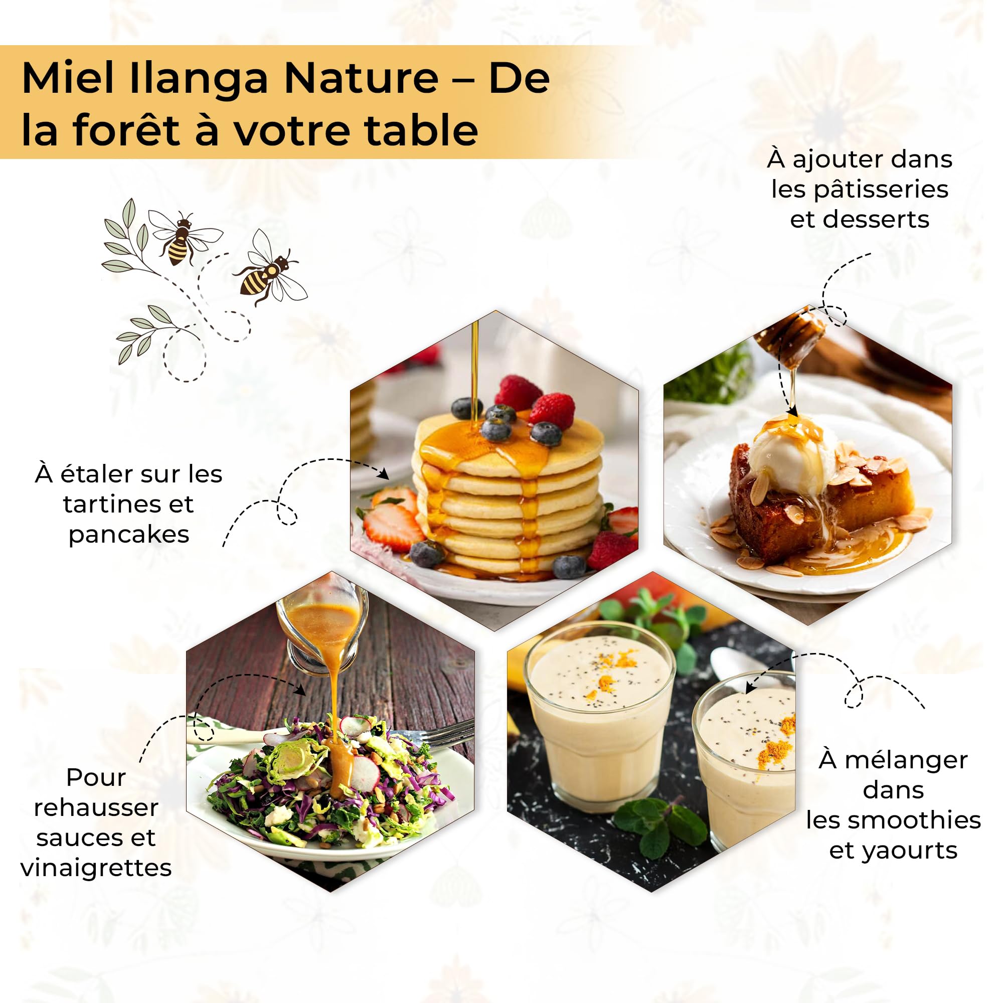 Ilanga Nature Miel de Forêt de Madagascar 5 kg, Miel Brut Naturel Pur à 100%, Récolté Directement auprès d'Apiculteurs Locaux, Origine Traçable, Saveur Florale Tropicale Intense, Sans Additifs ni
