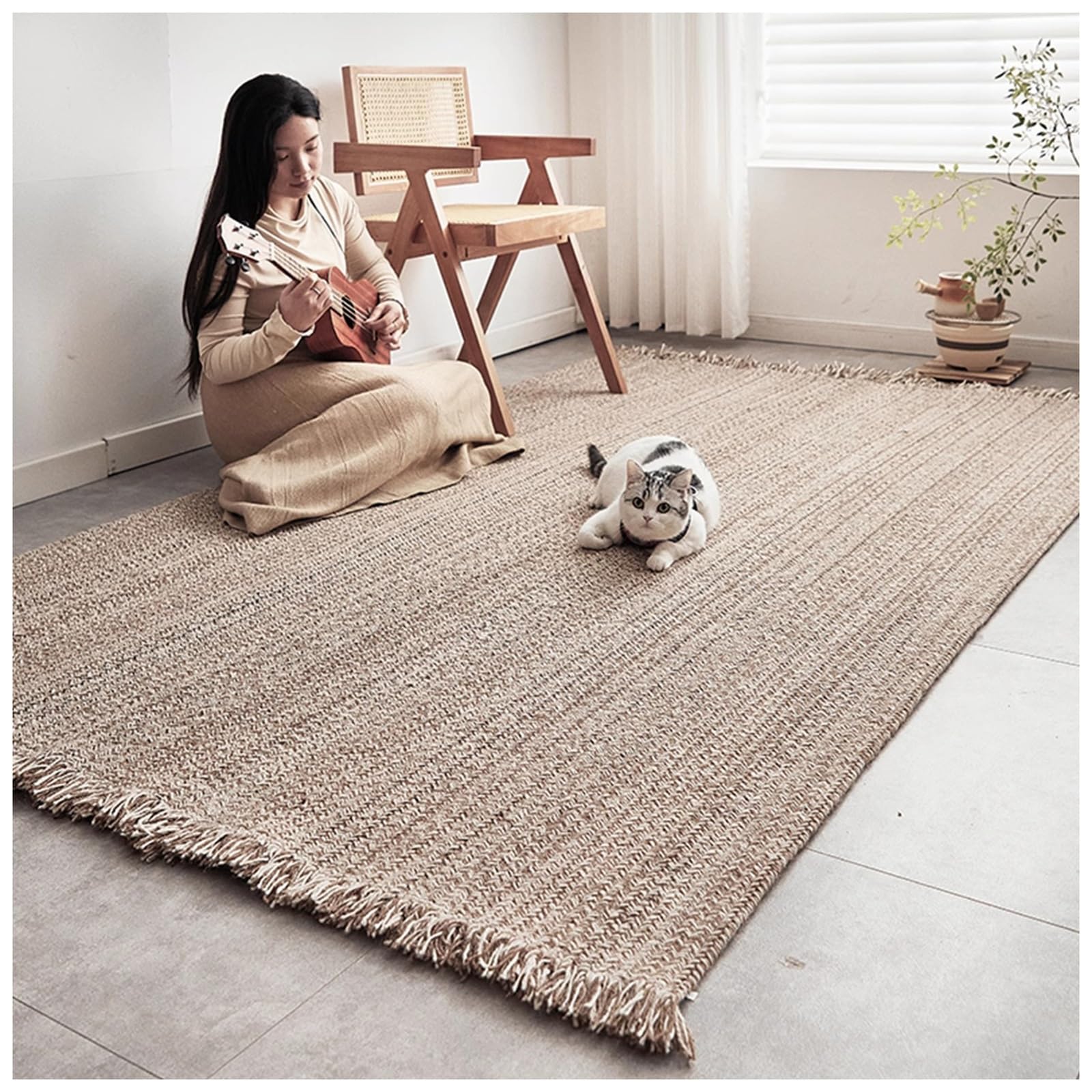 Grand tapis en sisal 150x240cm tapis en jute tressé naturel chambre