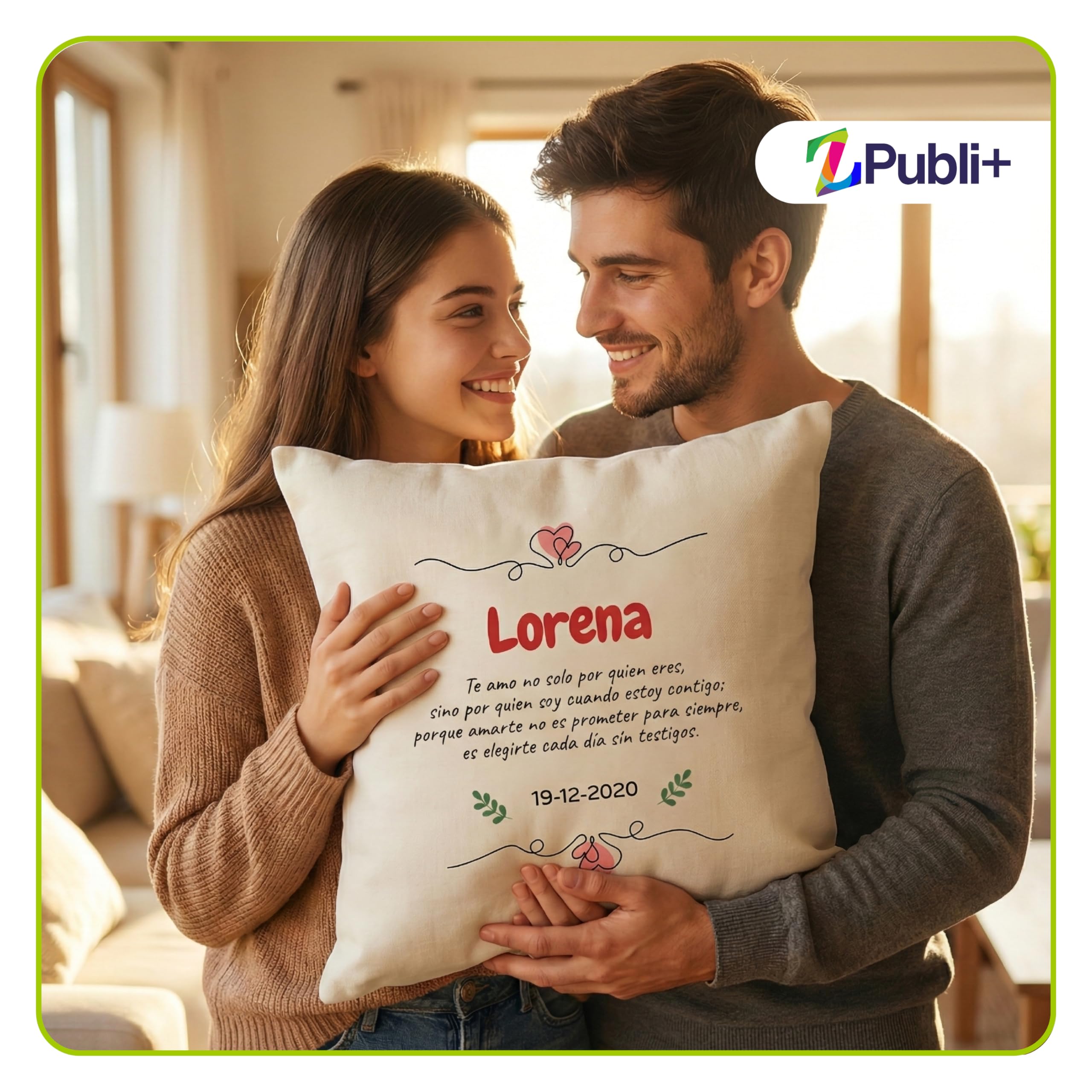 Cojín Personalizado con Foto y Texto (50X50)