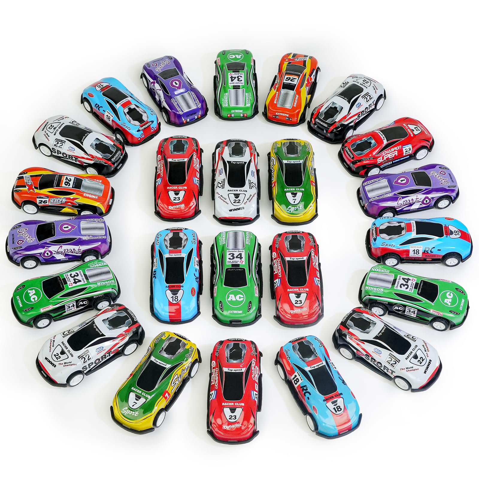 21 Pack Pull Back Toy Cars, Party Favors, Goodie Bag Stuffers, Race Vehicles Bulk, Pinata Fillers, Teacher Treasure Prize Box Toys for Boys Girls Toddlers 2,3,4,5 Years Old