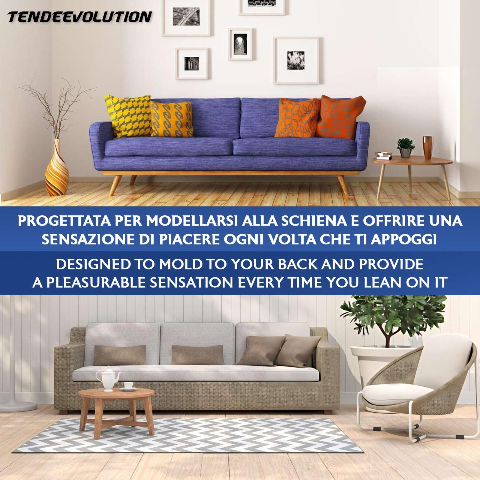 TENDEEVOLUTION Cuscino Schienale Divano Sagomato in Gommapiuma 100x50x16 cm, Densità 18. Spalliera Divano o Cuscino Schienale Letto a Ponte, Poltrone, Gommapiuma per Divani