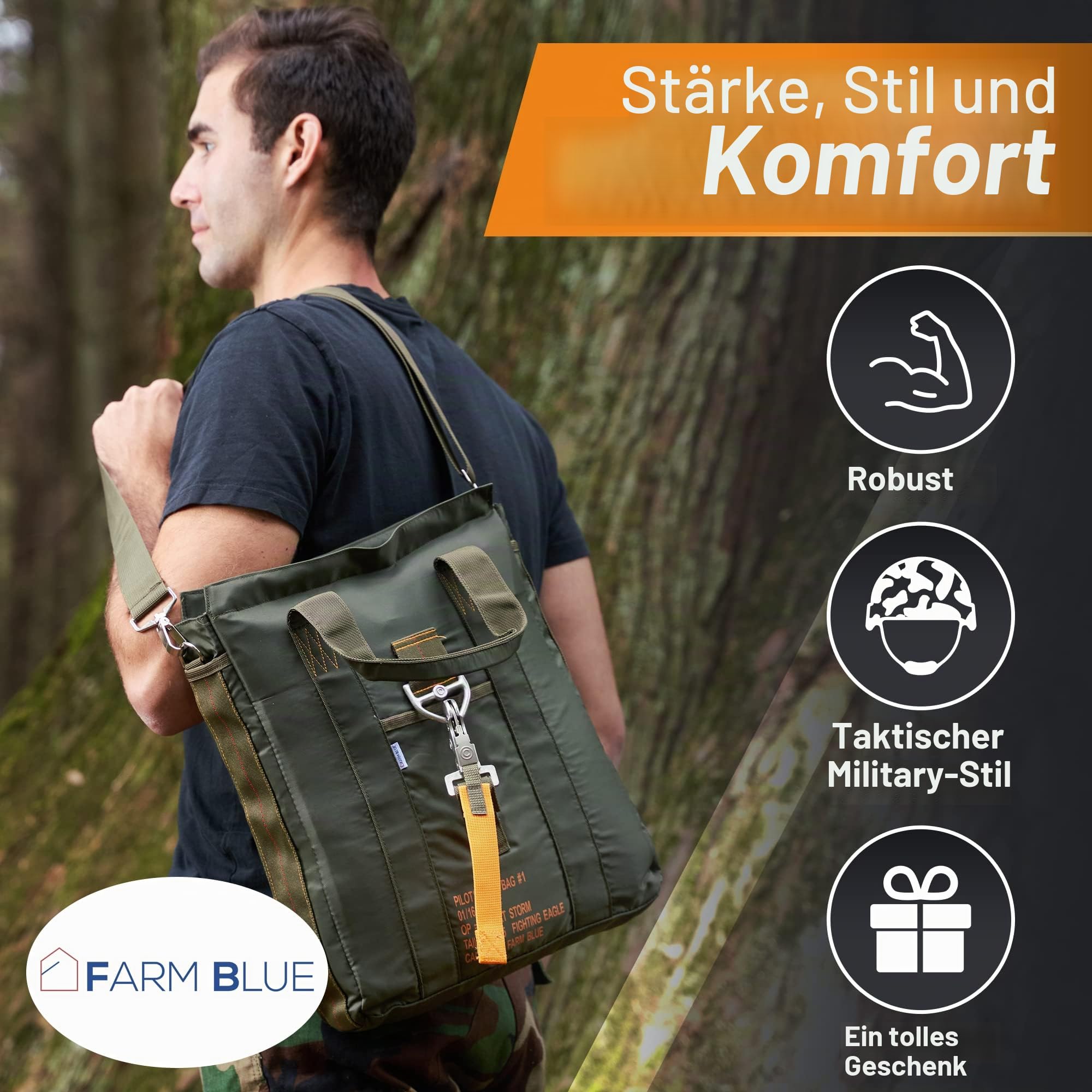 Farm Blue Taktische Flugtasche - Flieger Fallschirmpilot Helm Tasche - Militärstil