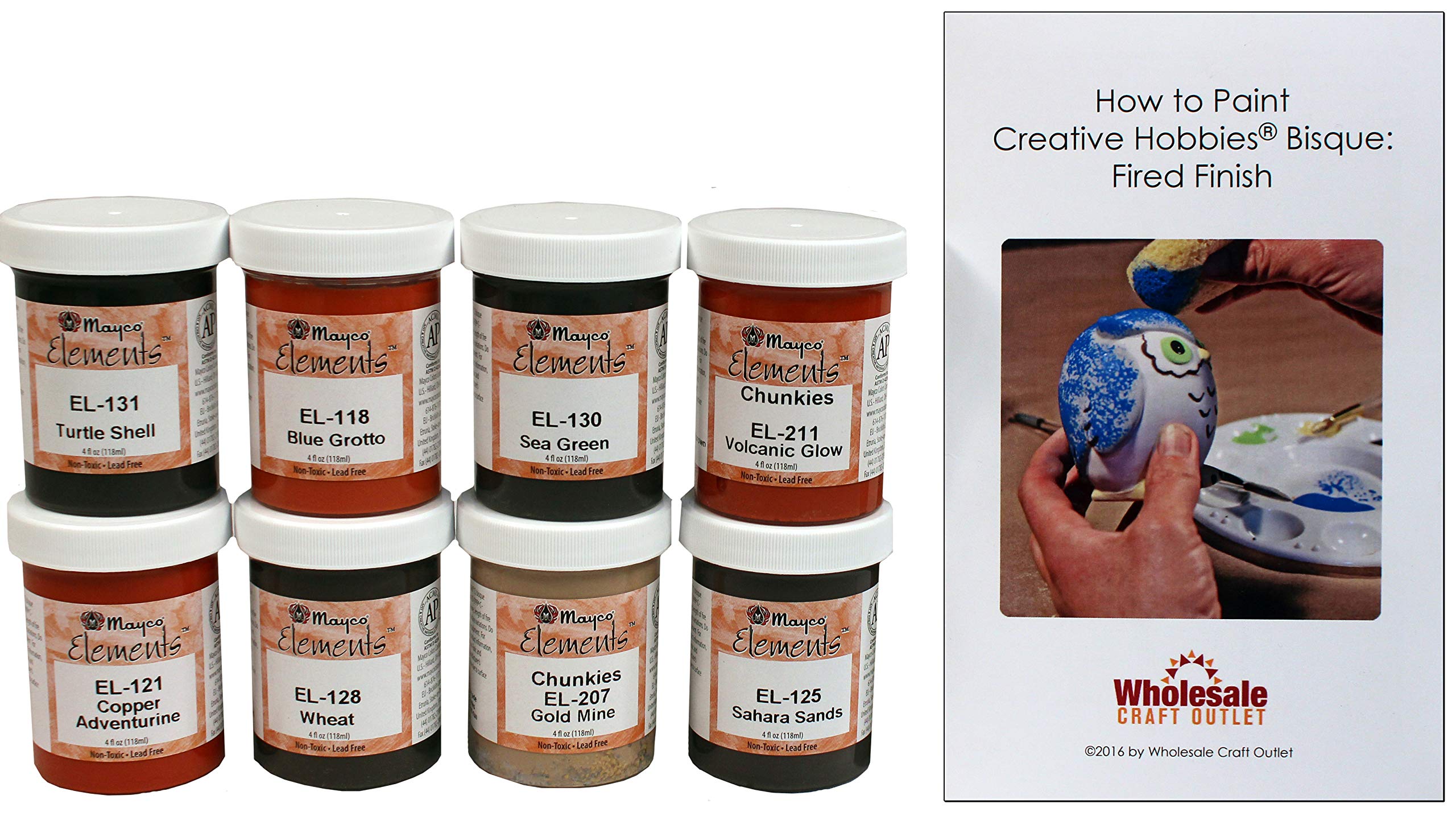 Creative Hobbies Elements Glaze Kit for Ceramics - Set of 8 Colors in 4 Ounce Jars with Free How to Paint Ceramics Booklet product thumbnail 3
