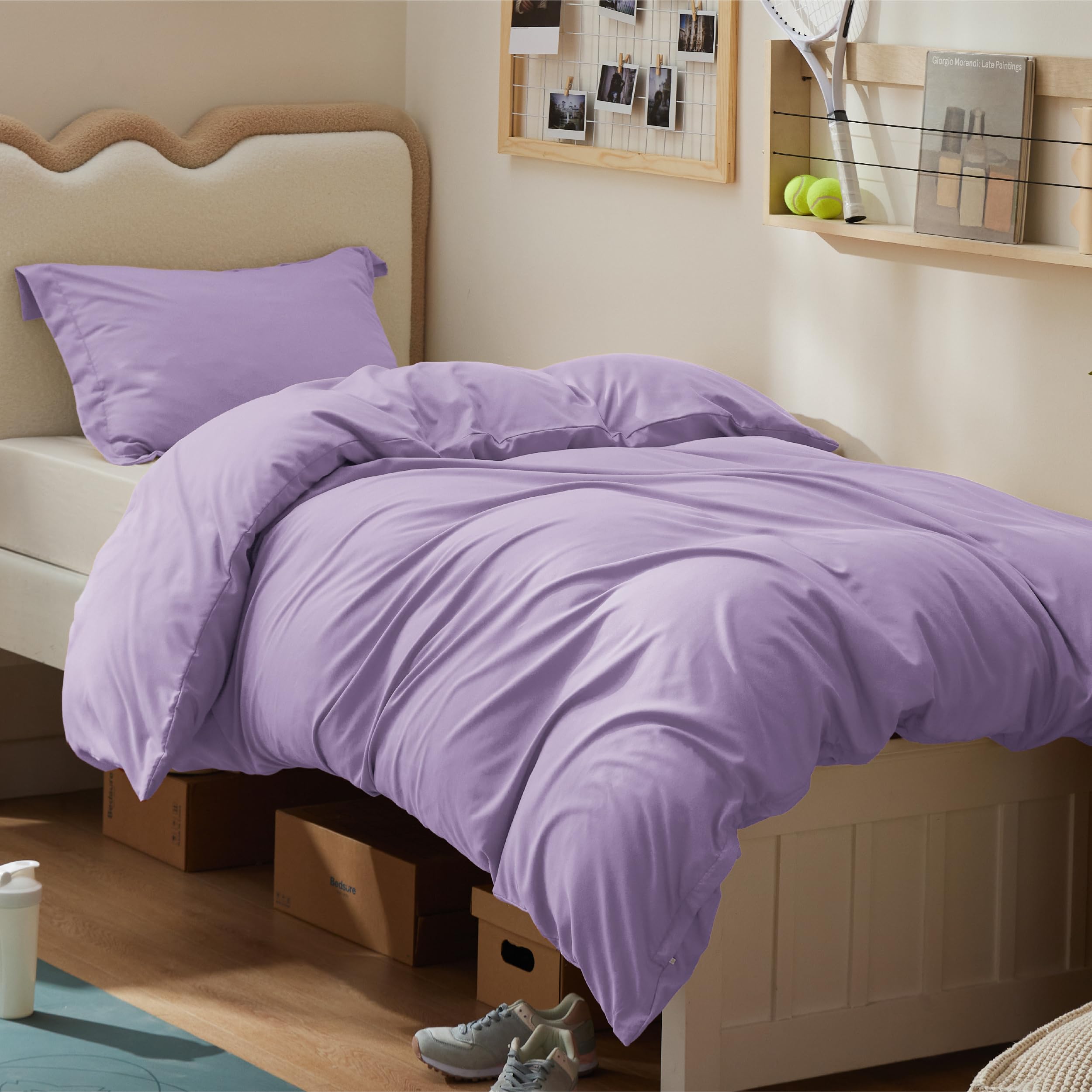 Bedsure Twin/Twin XL Duvet Cover, Double Brushed Bedding Set, Light Purple