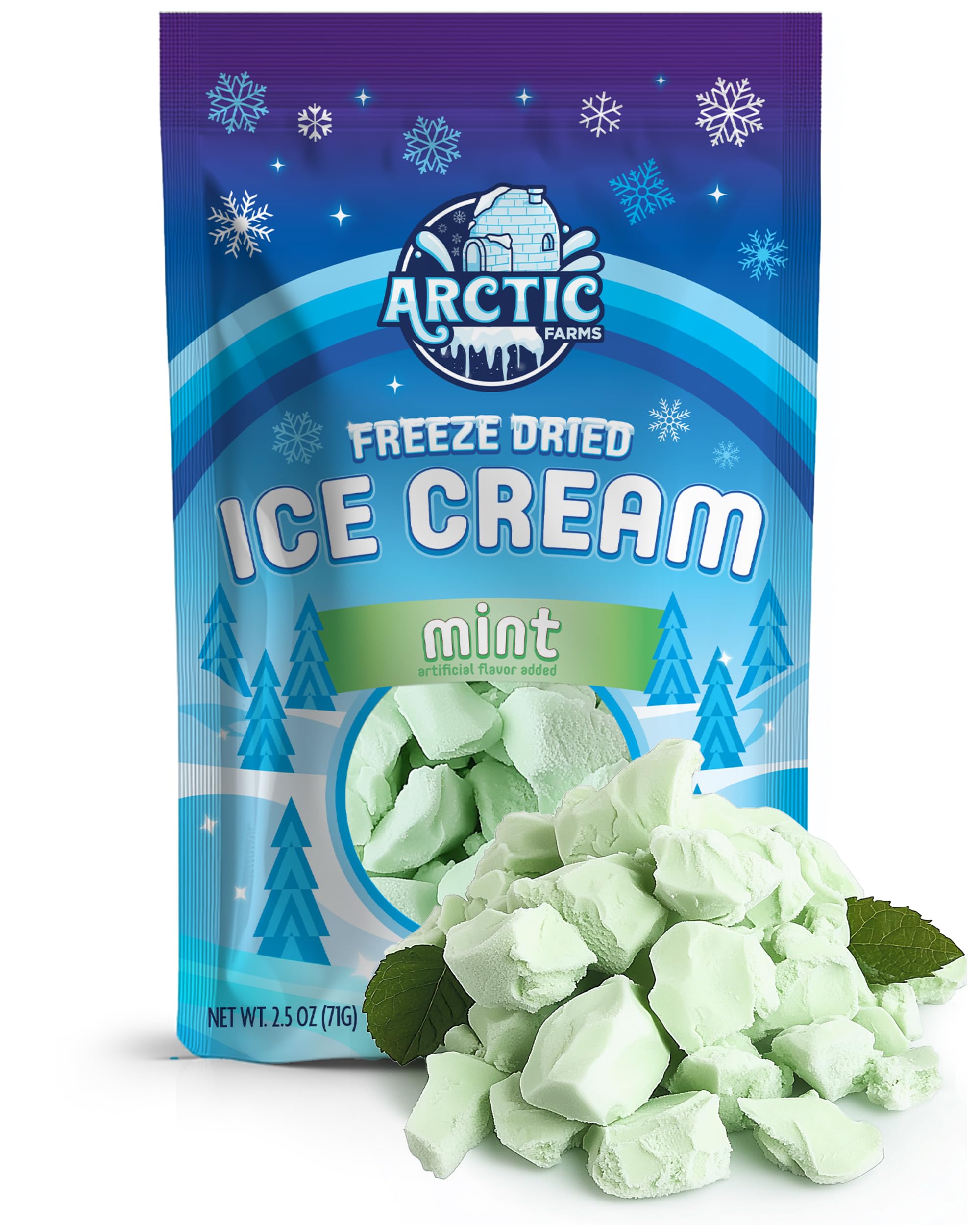 Arctic Farms Freeze Dried Ice Cream Bits Bagged and Boxed - Does Not Melt (Mint, 2.5oz)