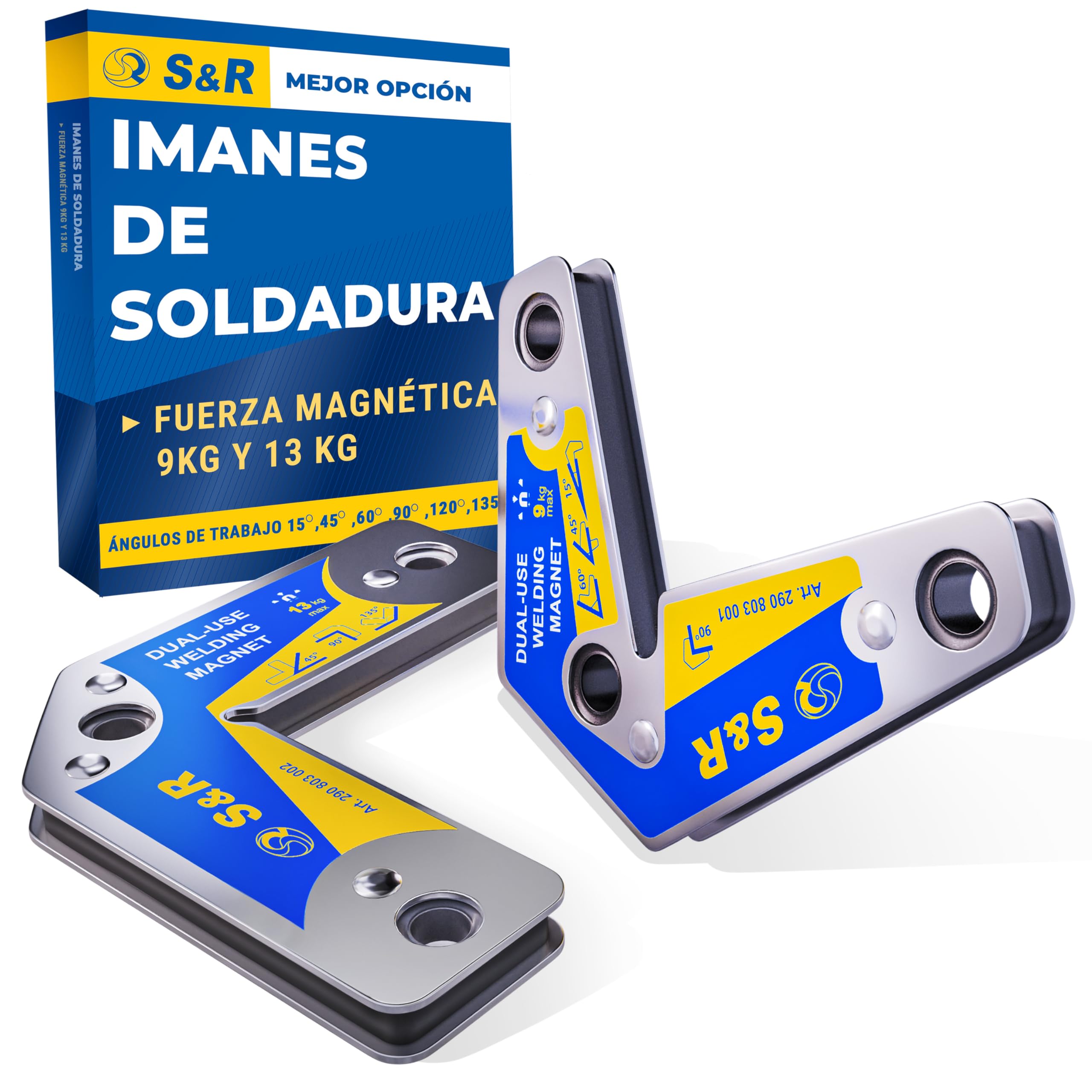 S&R Mini Escuadras Imantadas Magnéticas. Imanes Soldadura Magneticos con ángulos de 15°, 45°, 60°, 90°, 120°, 135°, 165°